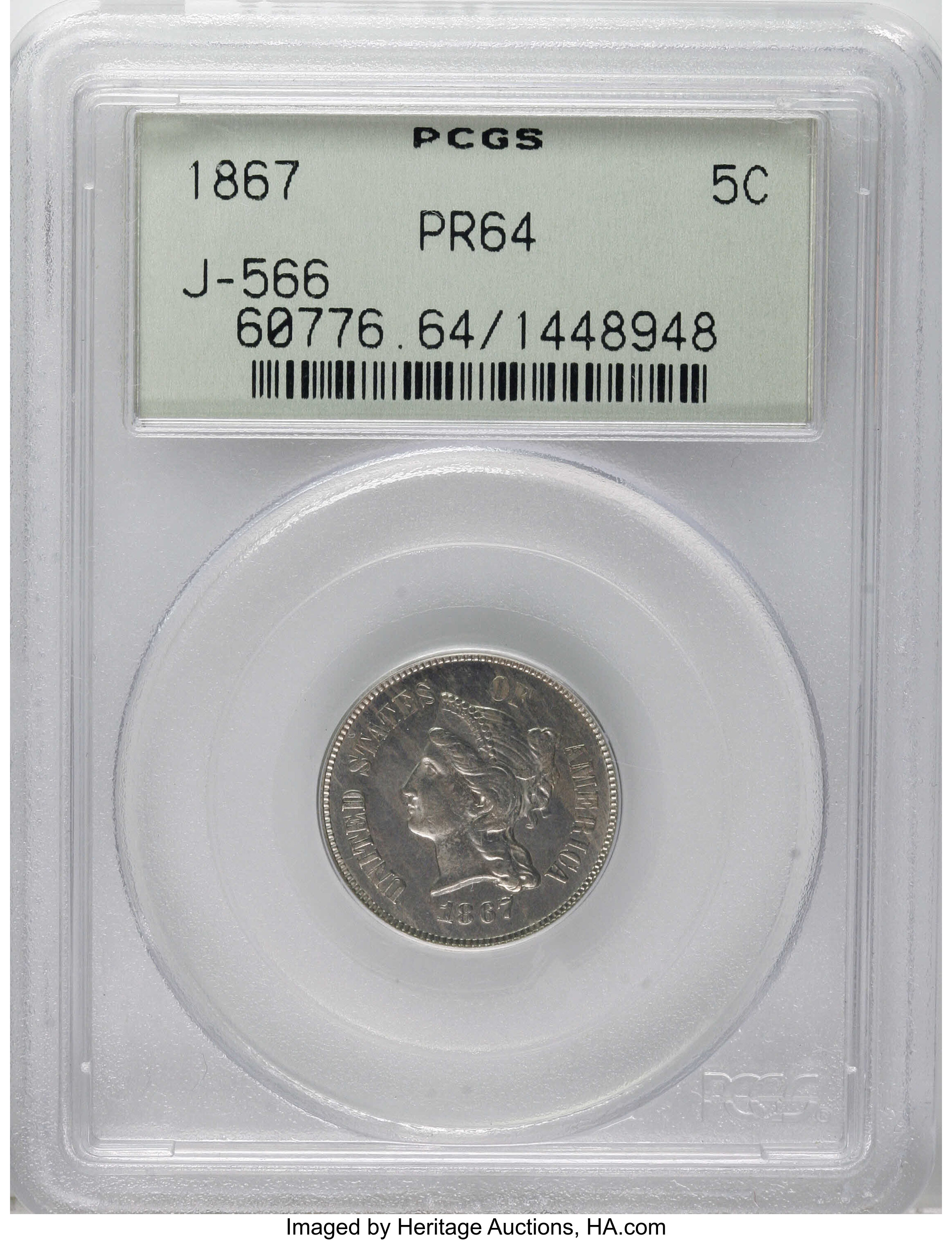 1867 P5c Nickel, J-566 PR thumbnail 9