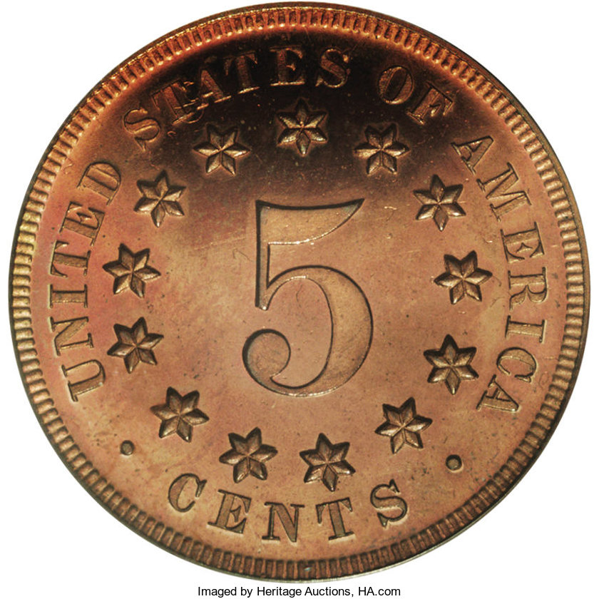 1867 P5c Normal Reverse, Copper, J-573 PR RB thumbnail 8