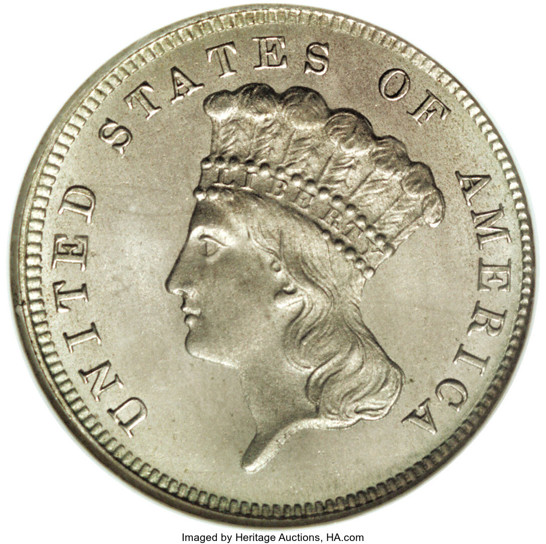1867 P$3 Nickel, J-597 AU55 thumbnail 15