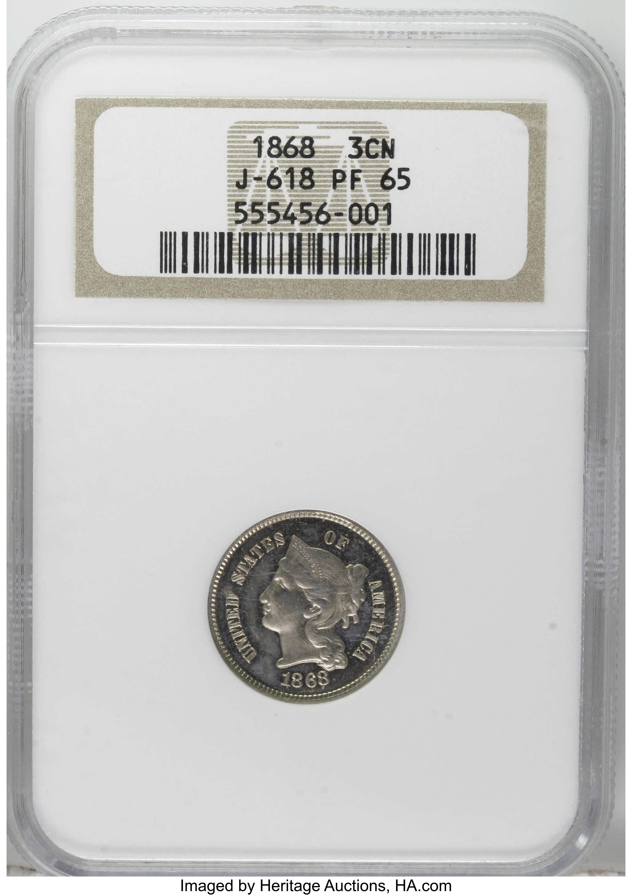 1868 P3cN Nickel, J-618 PR DCAM thumbnail 14