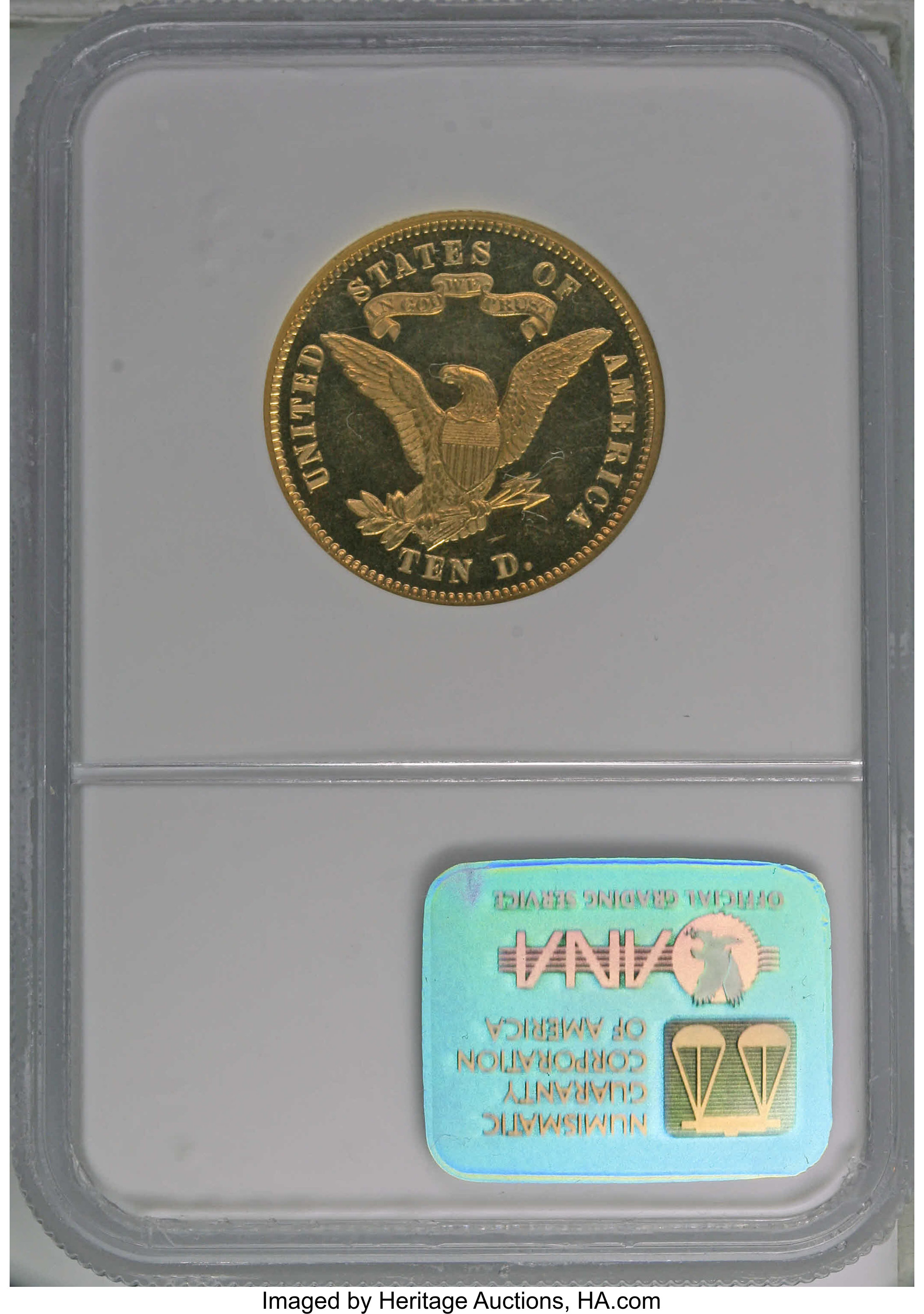 1868 P$10 Gold, J-661 PR DCAM thumbnail 4