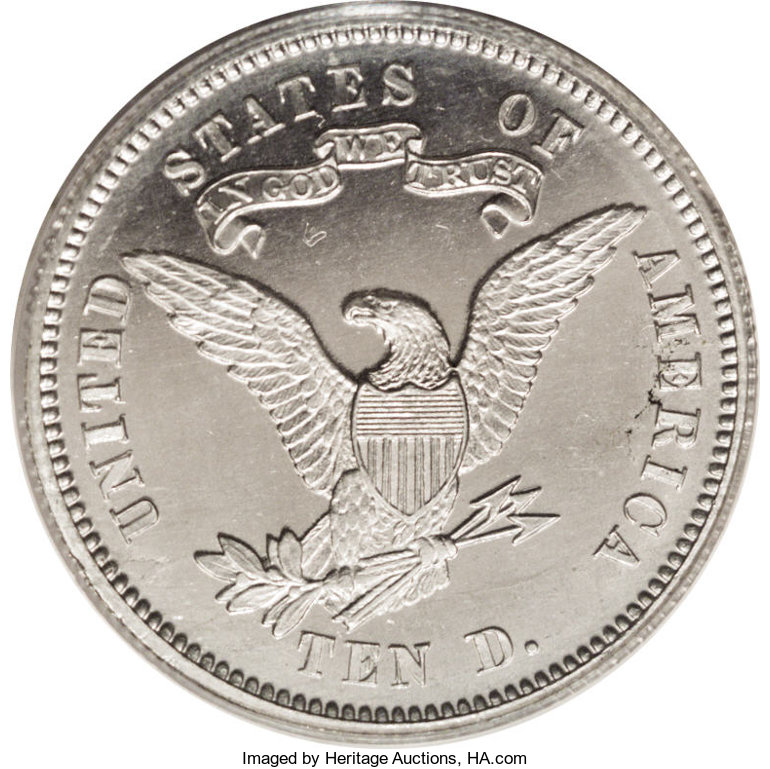 1868 P$10 Aluminum, J-663 PR thumbnail 9