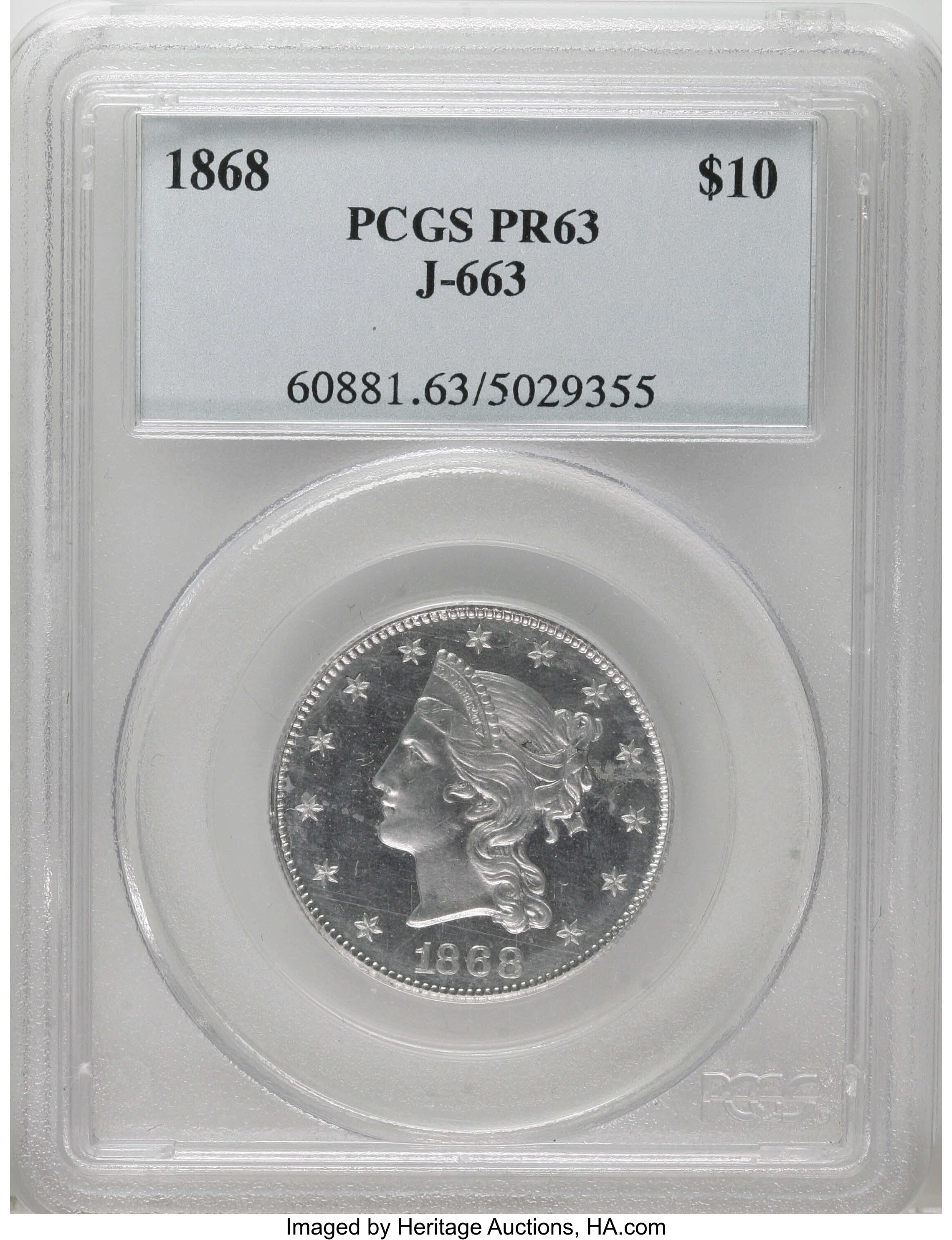 1868 P$10 Aluminum, J-663 PR thumbnail 8