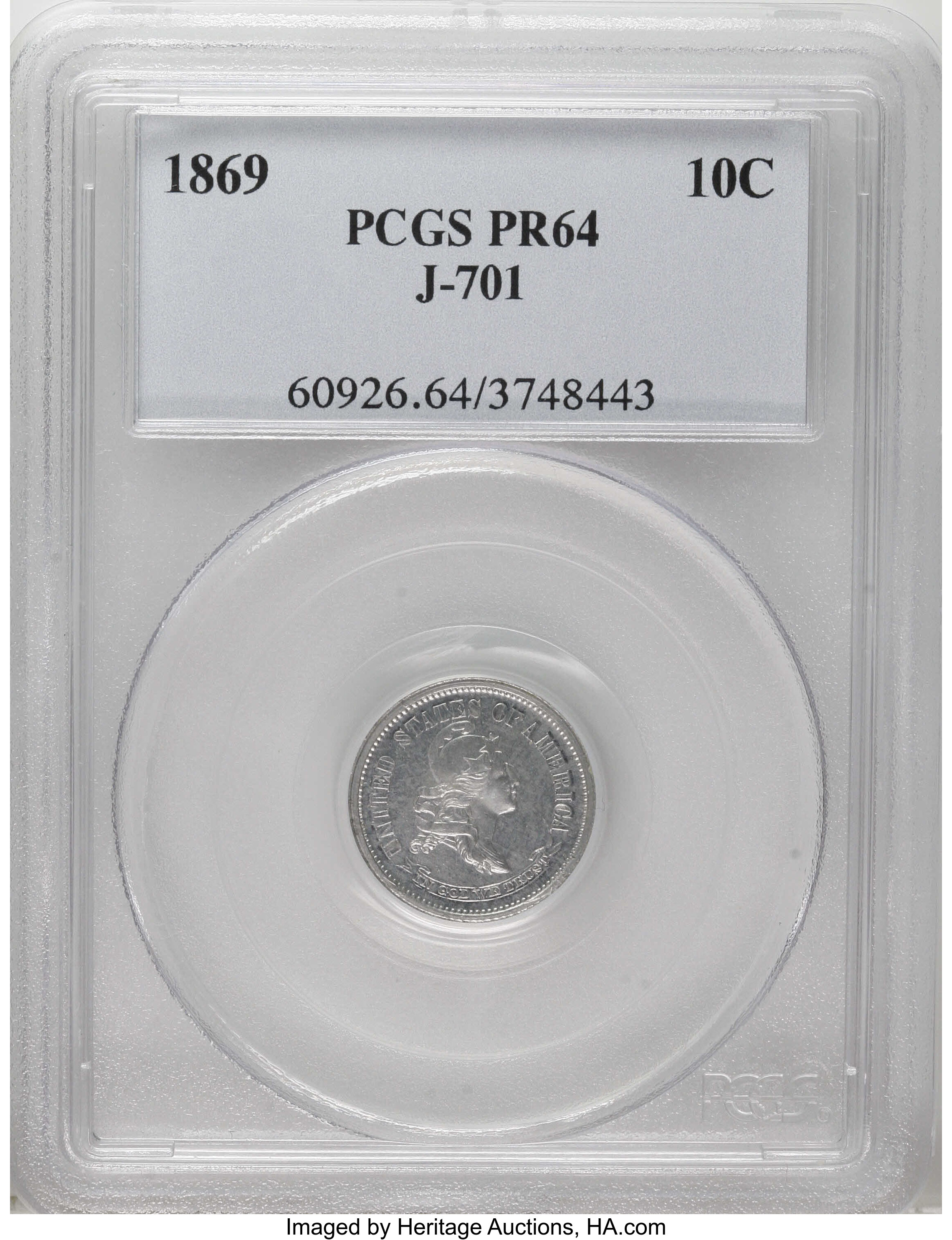 1869 P10c Aluminum, J-701 PR thumbnail 4