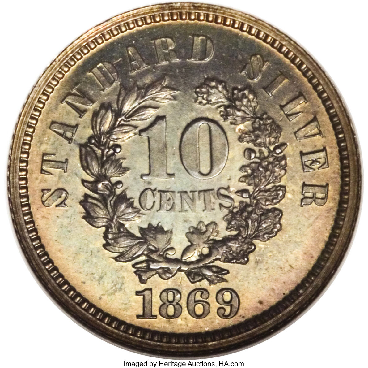 1869 P10c Silver, J-702 PR63 thumbnail 14