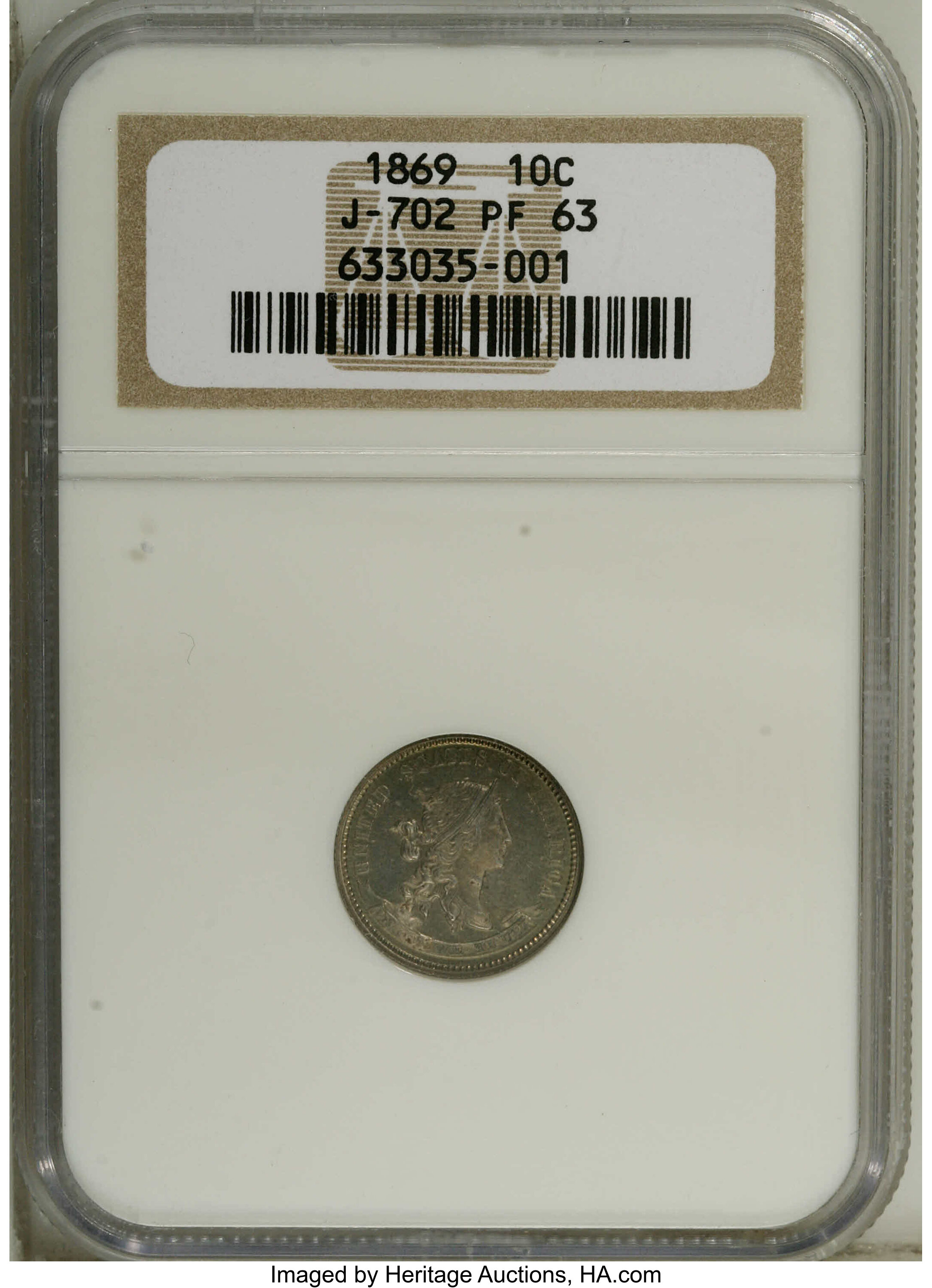 1869 P10c Silver, J-702 PR63 thumbnail 15