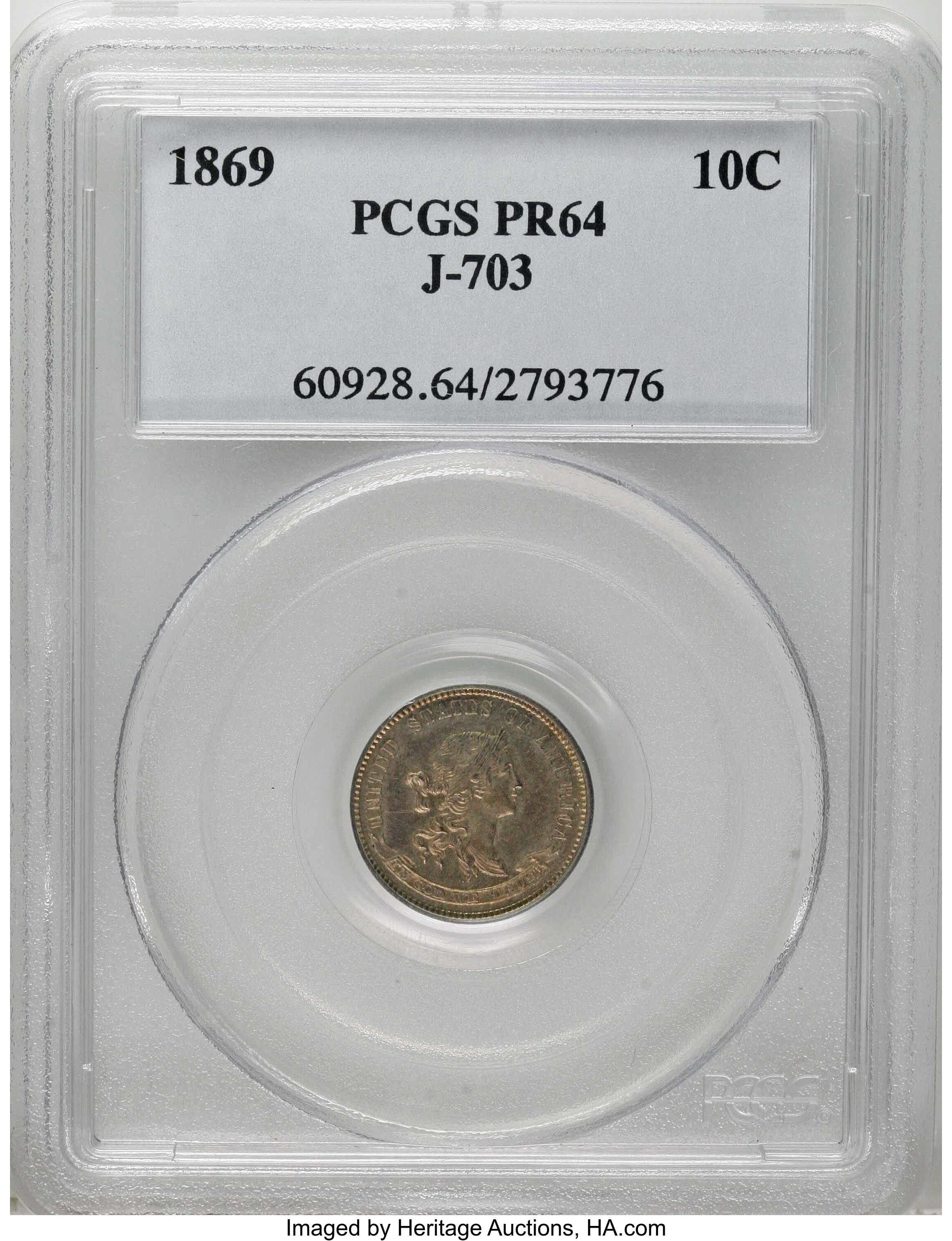 1869 P10c Silver, J-703 PR thumbnail 12