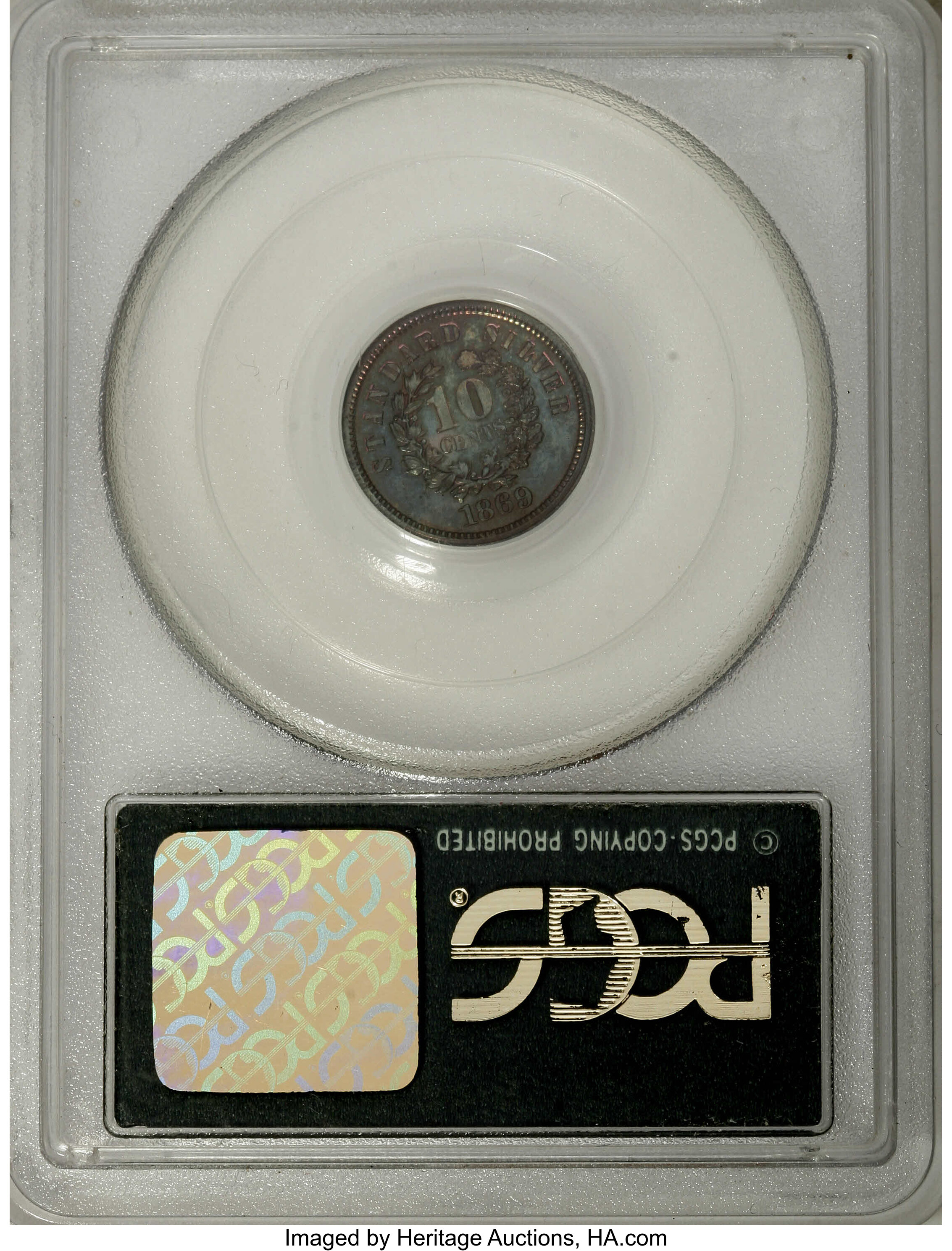 1869 P10c Copper, J-705 PR RB thumbnail 4
