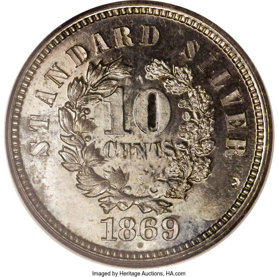 1869 P10c Silver, J-709 PR CAM thumbnail 16