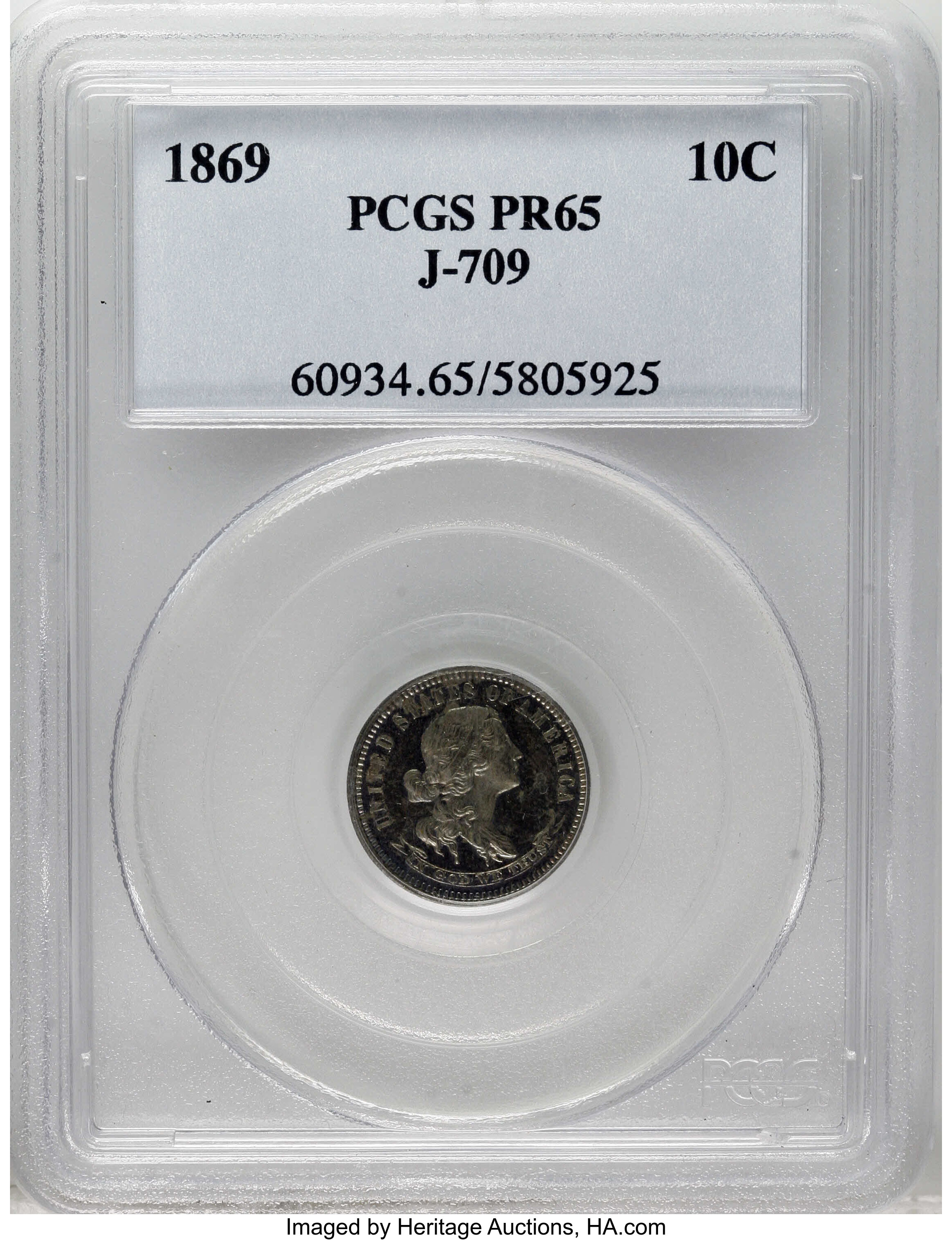 1869 P10c Silver, J-709 PR CAM thumbnail 14