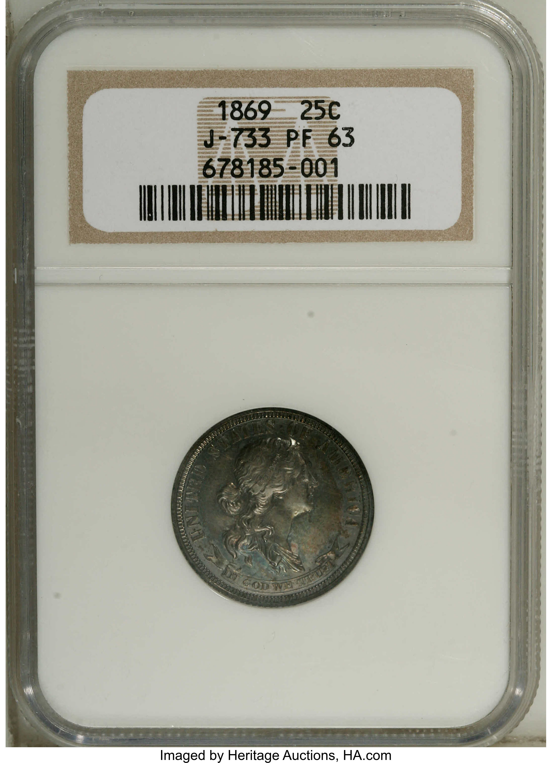 1869 P25c Silver, J-733 PR CAM PR64 CAM thumbnail 24