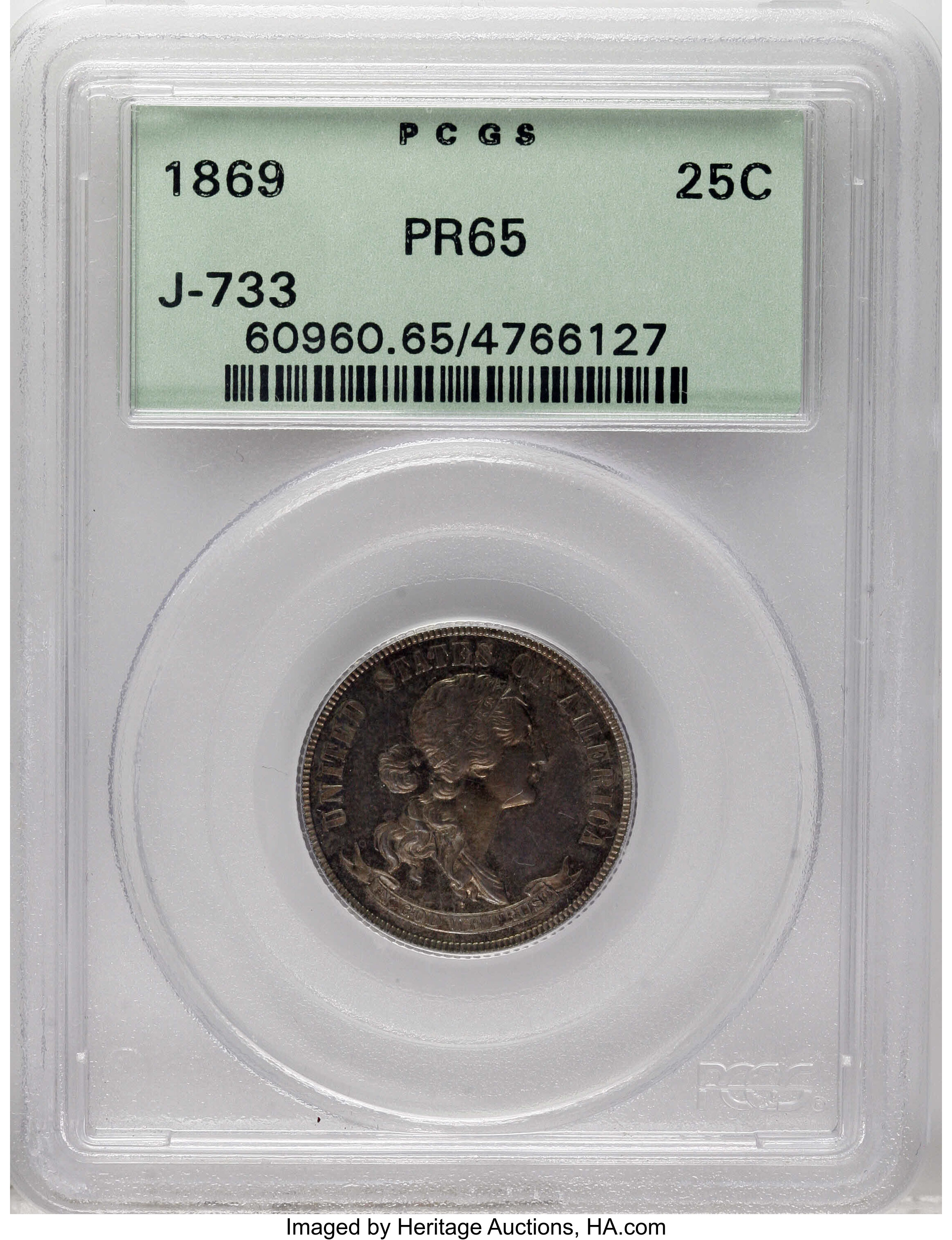 1869 P25c Silver, J-733 PR CAM PR64 CAM thumbnail 22