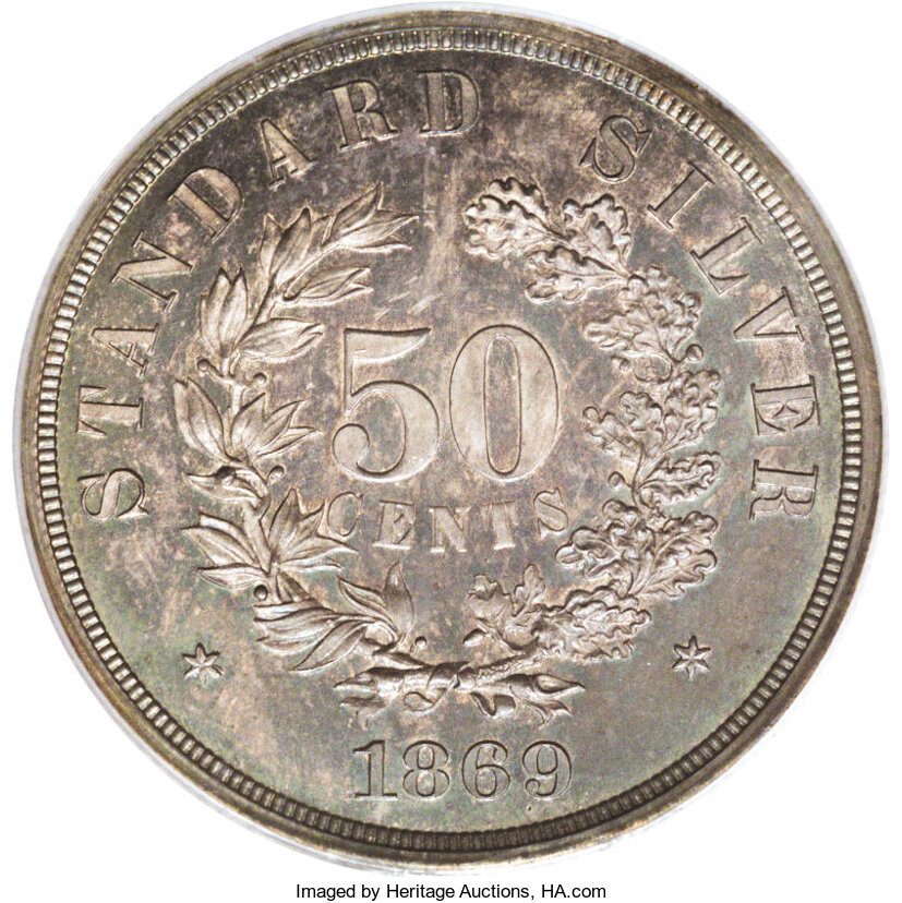 1869 P50c Silver, J-742 PR60 CAC thumbnail 21