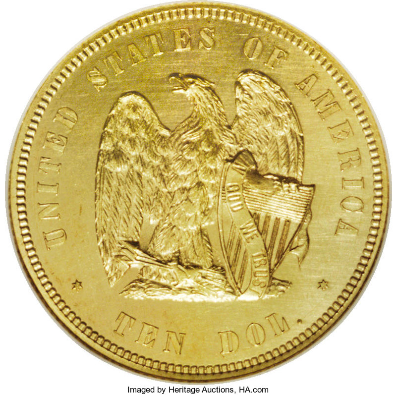 1872 P$10 Amazonian, Copper, J-1246 PR RD thumbnail 2