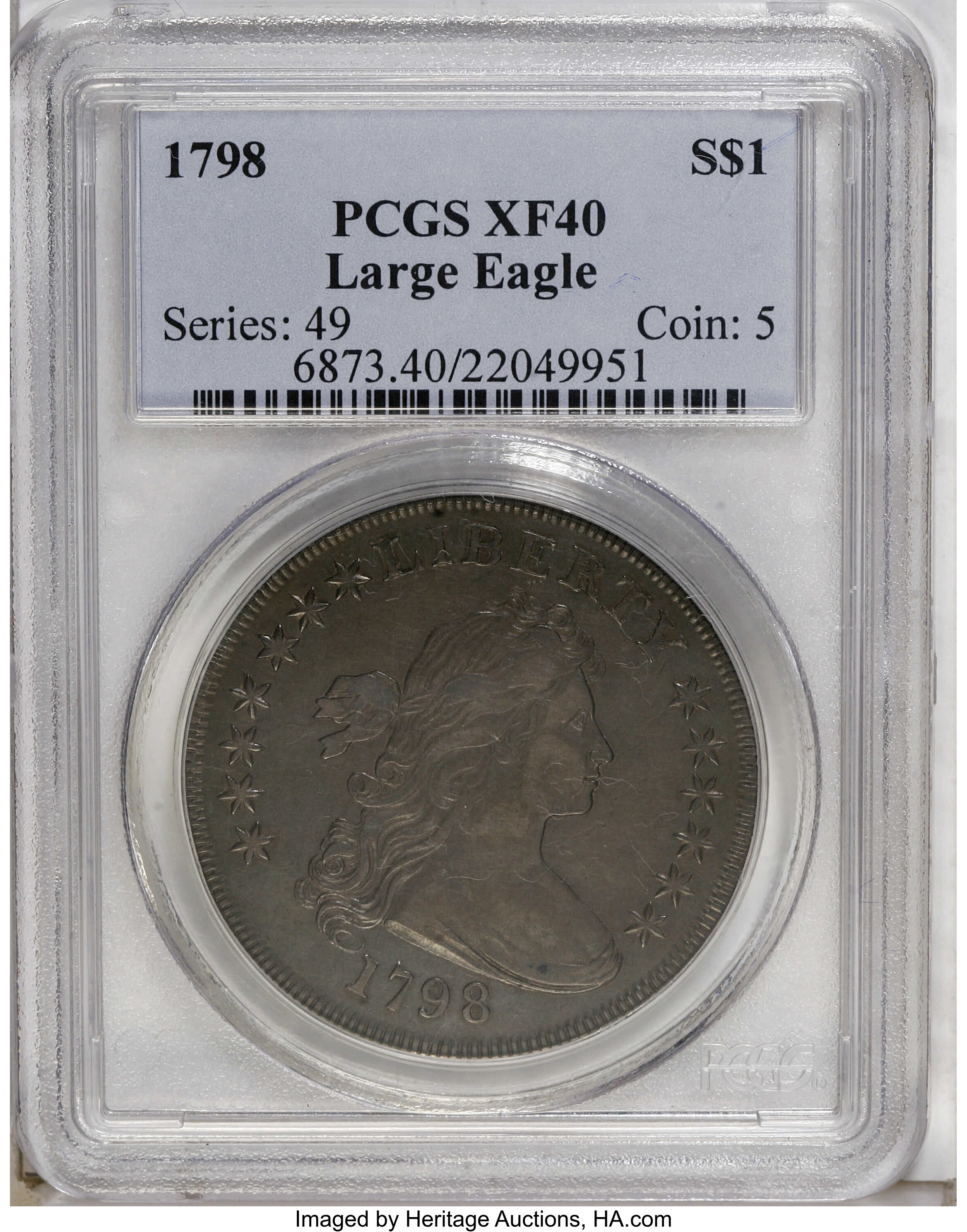 1798 $1  Large Eagle, Knob 9 F12 CAC thumbnail 23