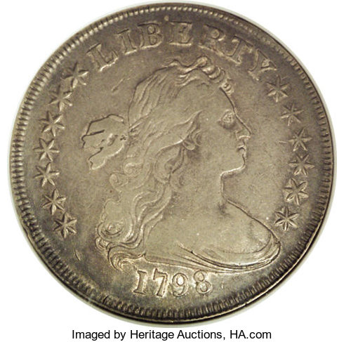 1798 $1  Large Eagle, 5 Vertical Lines F12 CAC thumbnail 24
