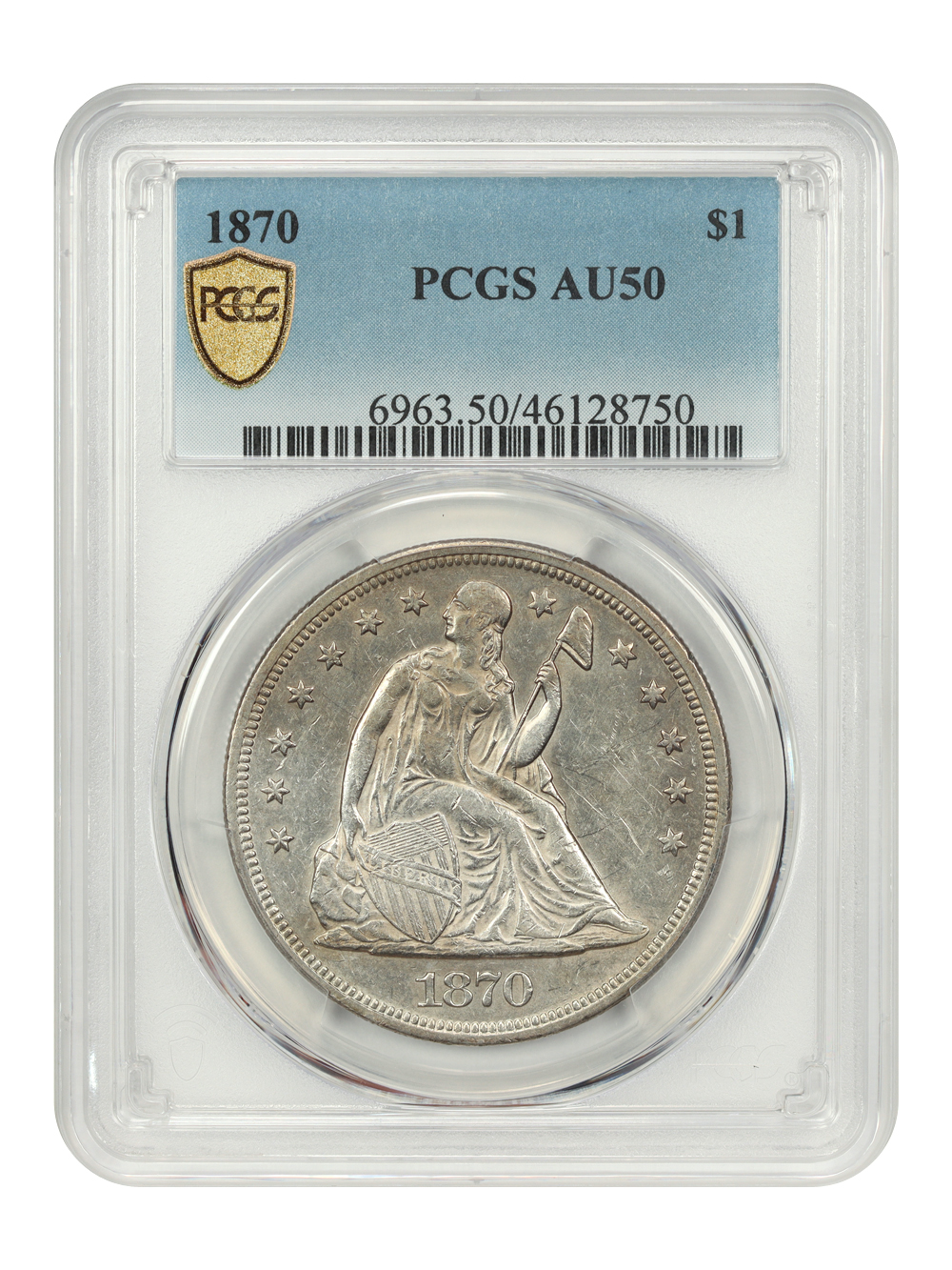 1870 $1 AU50 thumbnail 3