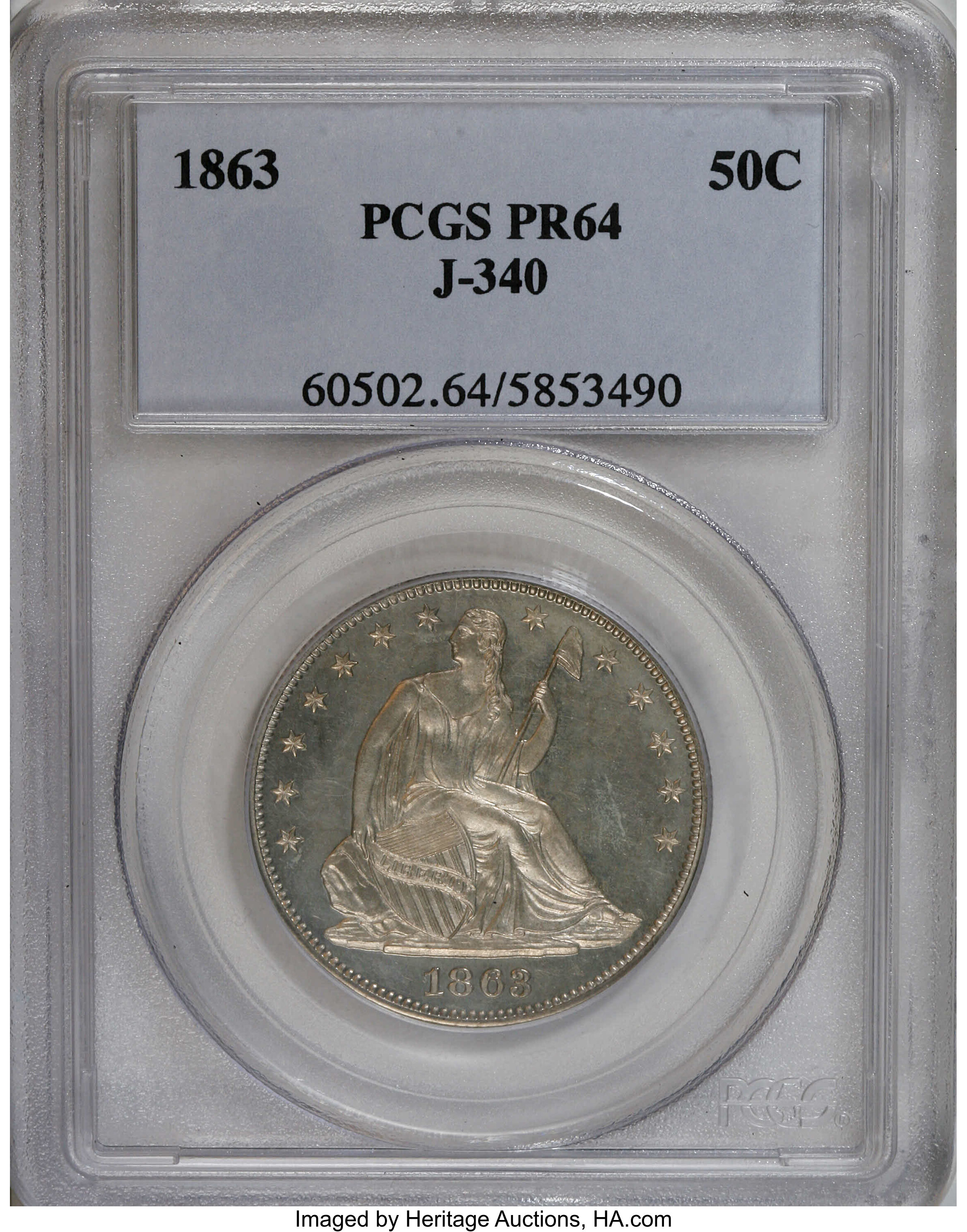 1863 P50c Silver, J-340 PR thumbnail 8