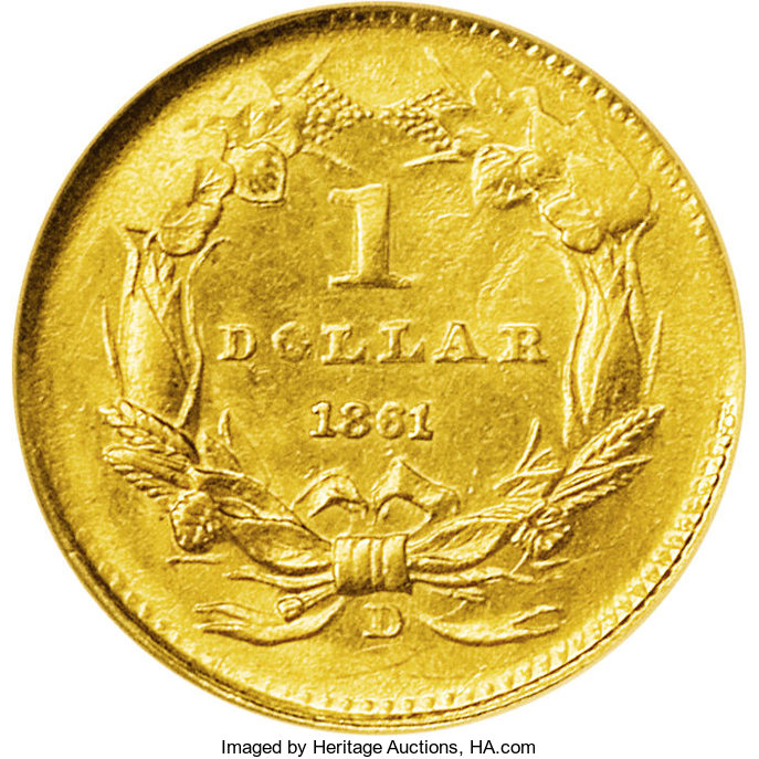 1861-D G$1 MS64 thumbnail 7