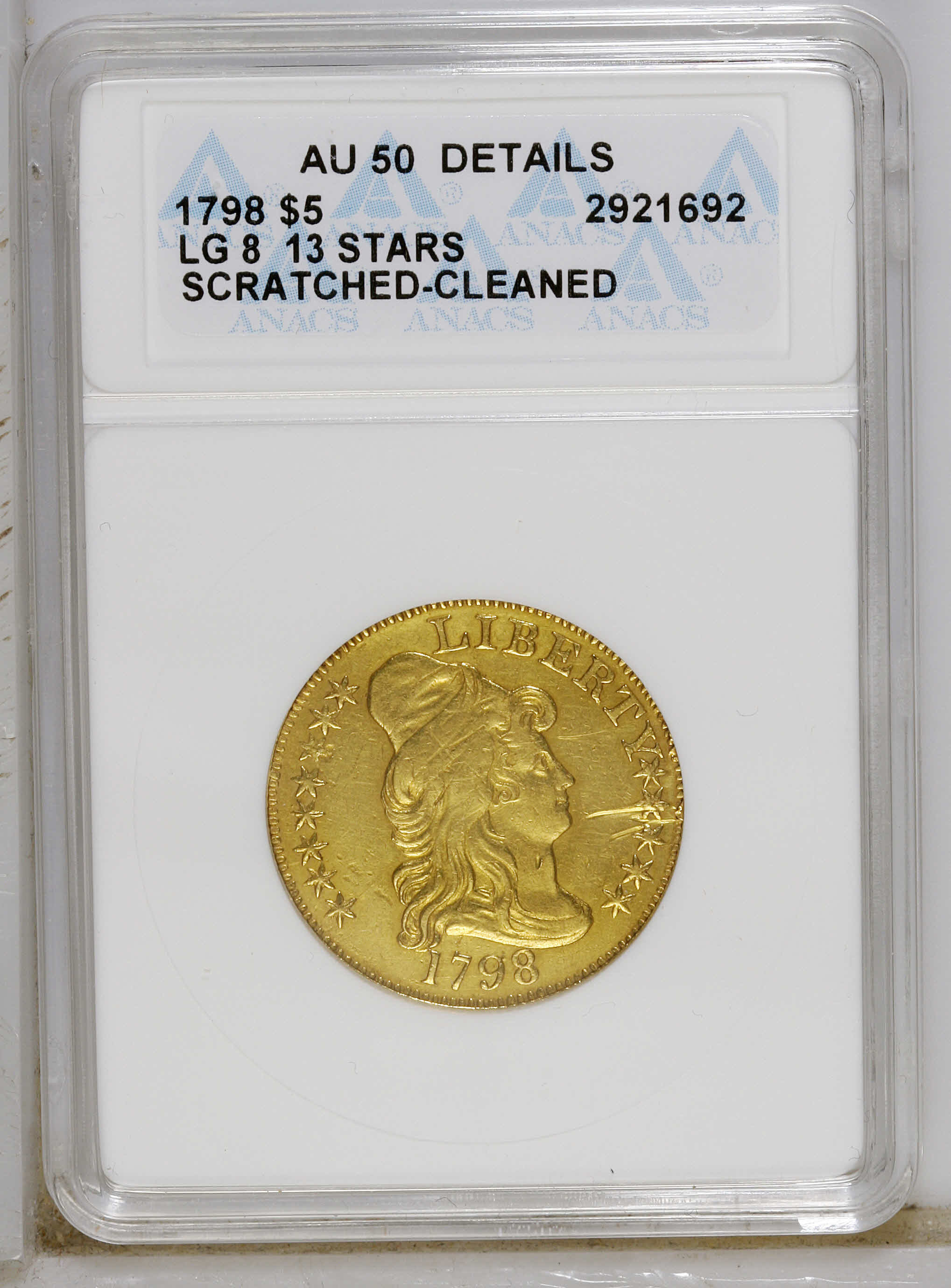 1798 $5  Large Eagle, Normal 8 AU55 CAC thumbnail 24