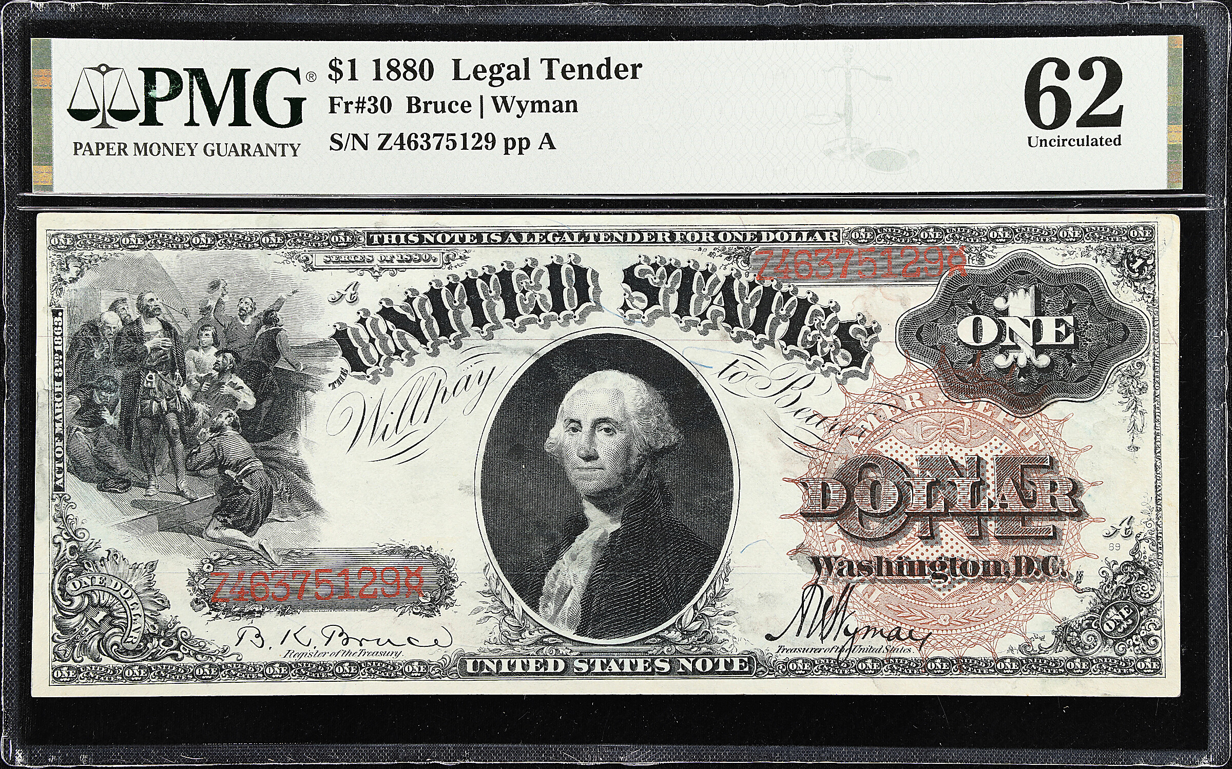 Fr. 30. 1880 $1 Legal Tender Note. PMG Uncirculated 62.
