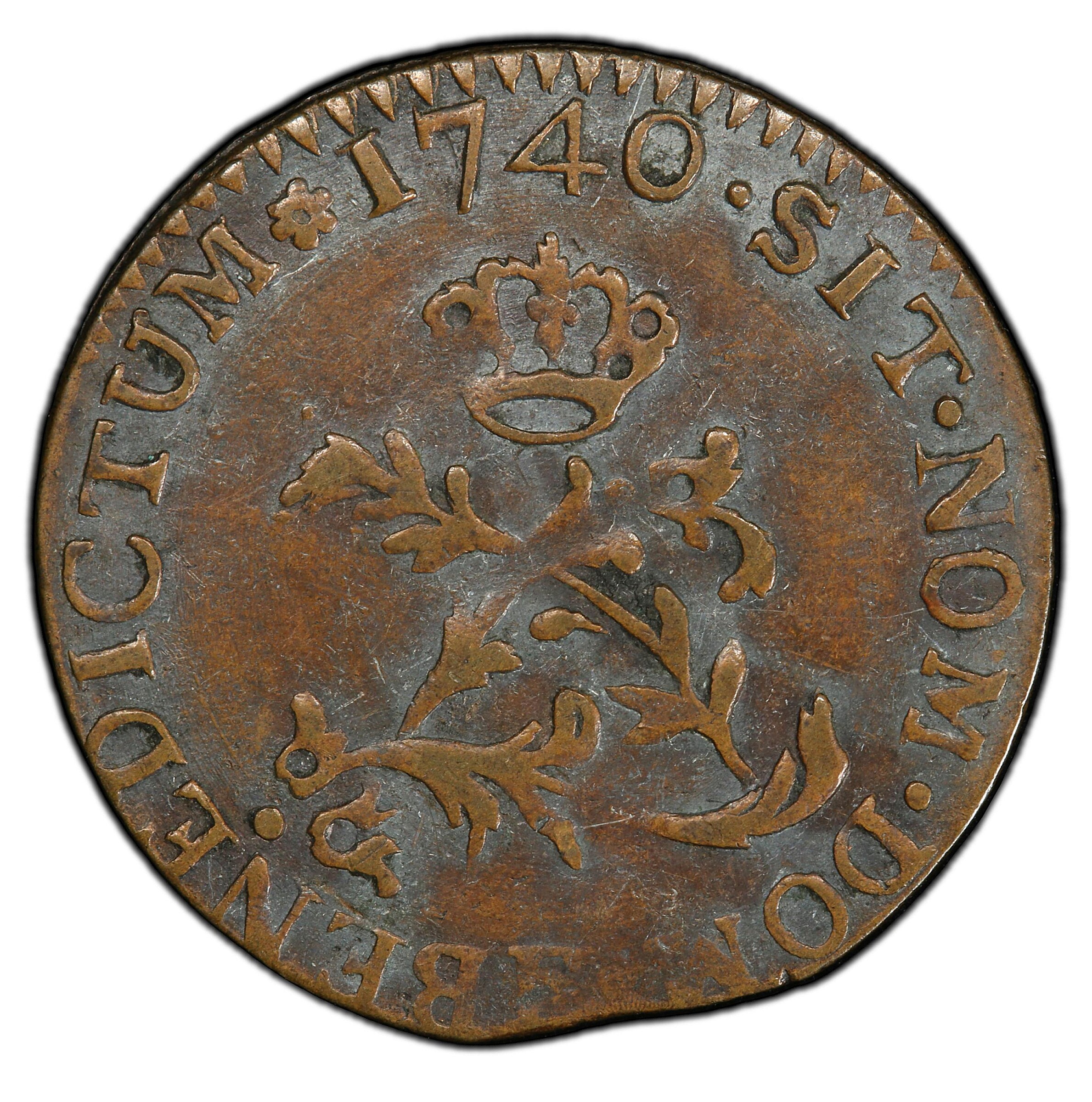 Contemporary Counterfeit 1740-E Sou Marque. In Imitation of Tours Mint. Vlack-357. Rarity-4. EF-40 (PCGS).