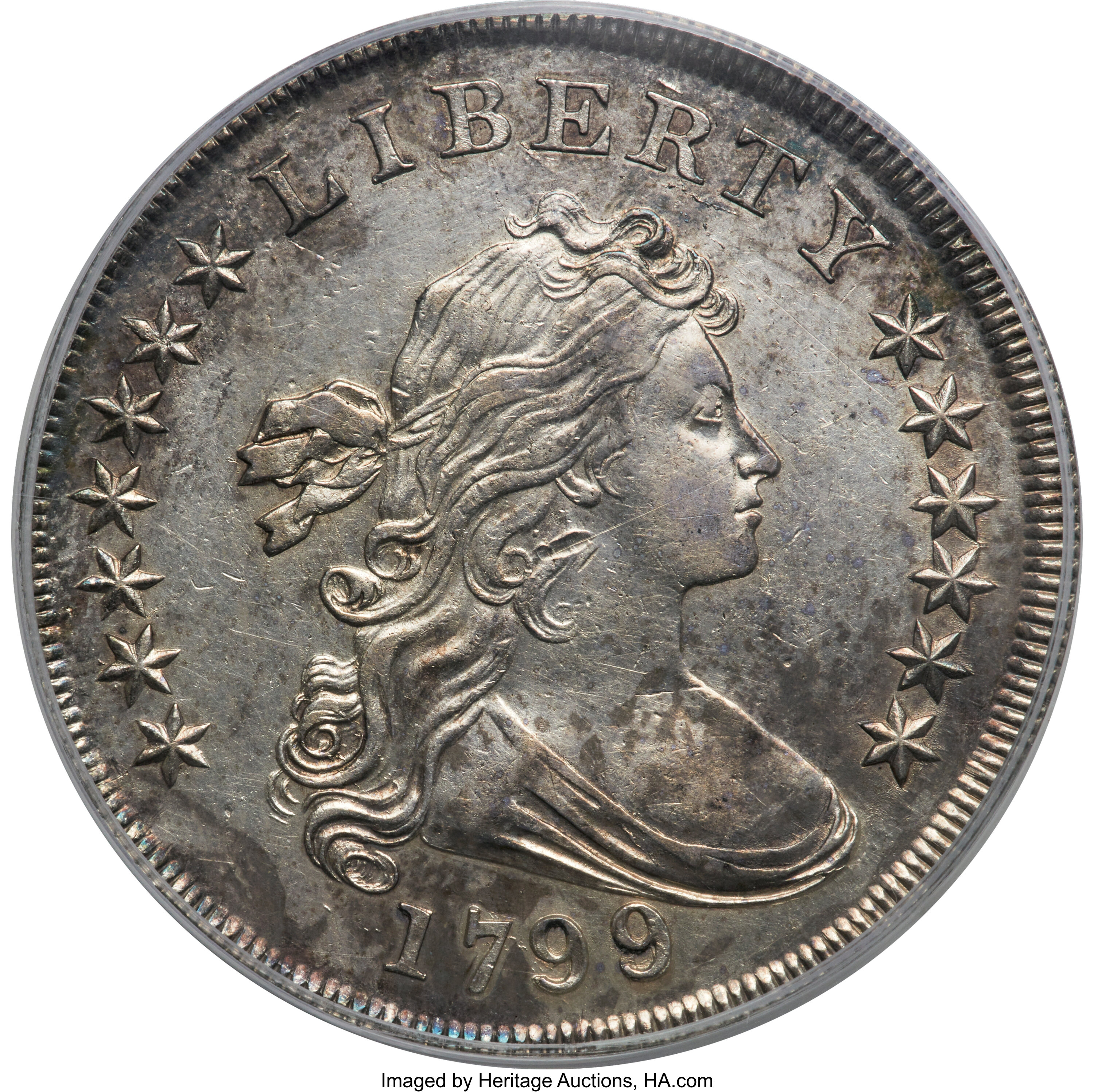 1799/8 $1 13 Stars Reverse, B-1, BB-142, R.4, AU55 PCGS....