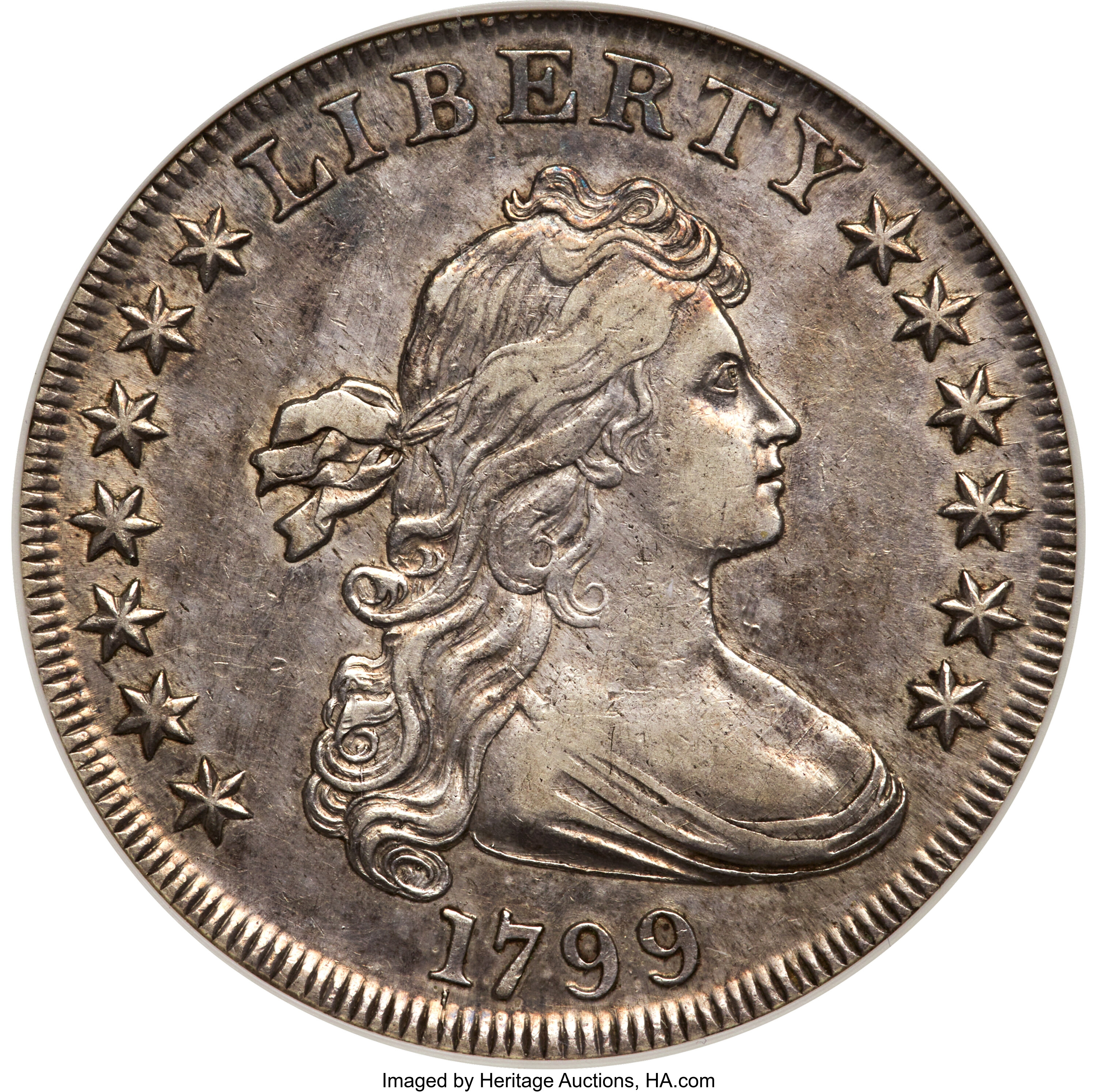 1799 $1 7x6 Stars, B-9, BB-166, R.1, AU50 ANACS....