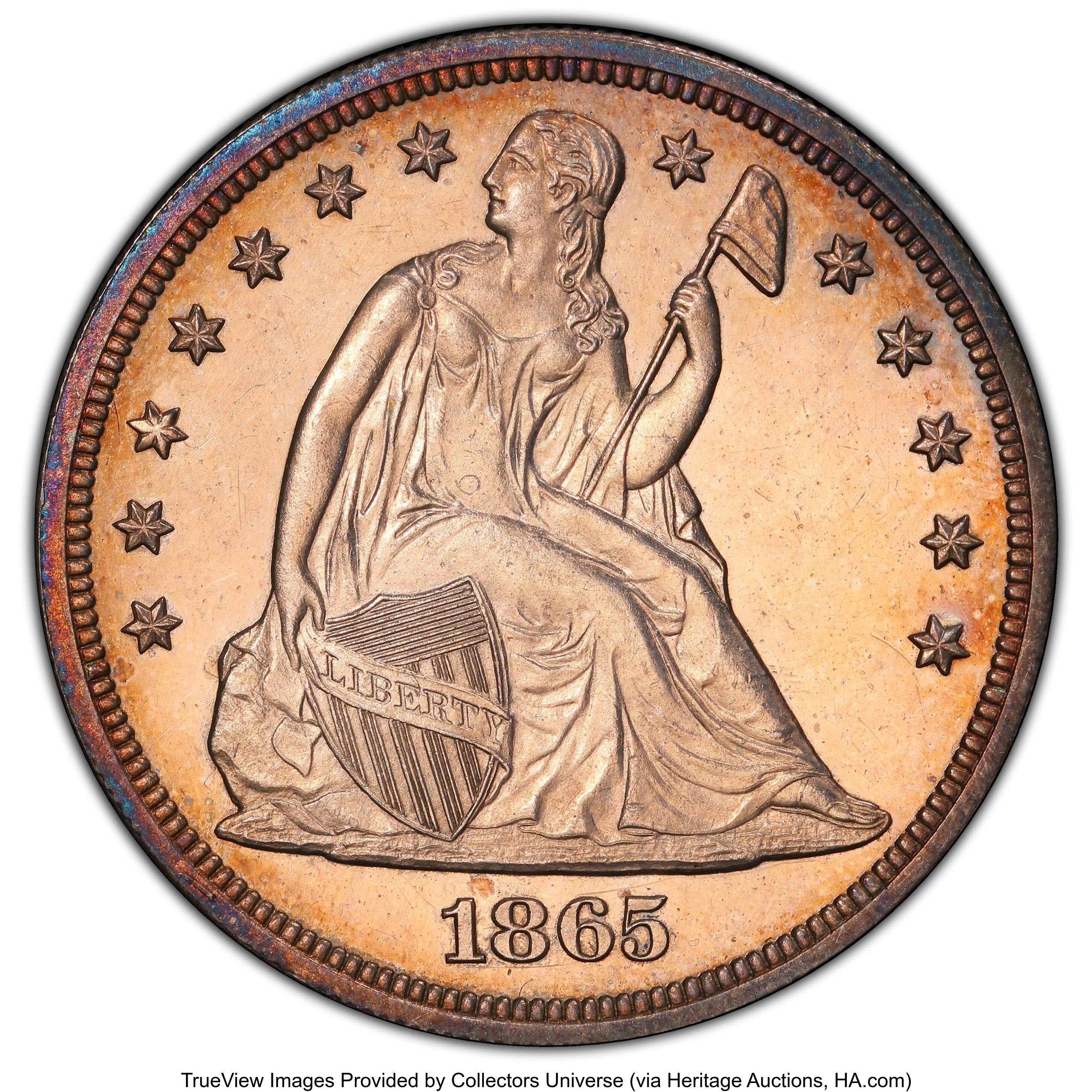 1865 $1 PR64 CAC thumbnail 7
