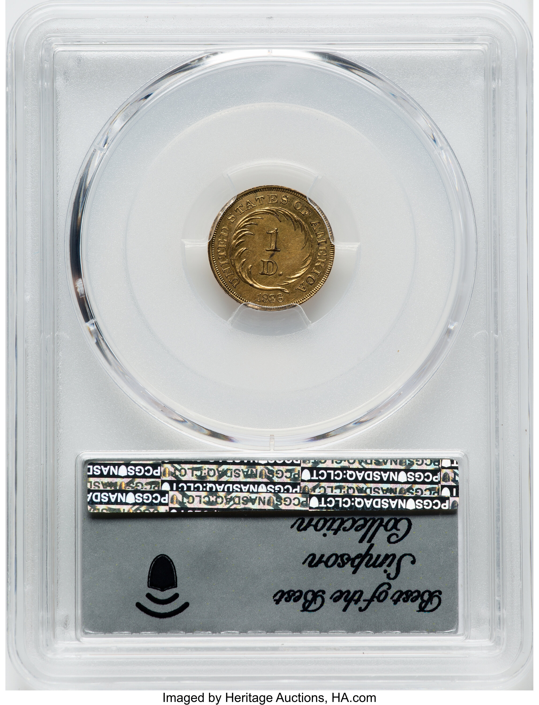 1836 PG$1 Gilt Copper, J-70 PR64 thumbnail 2