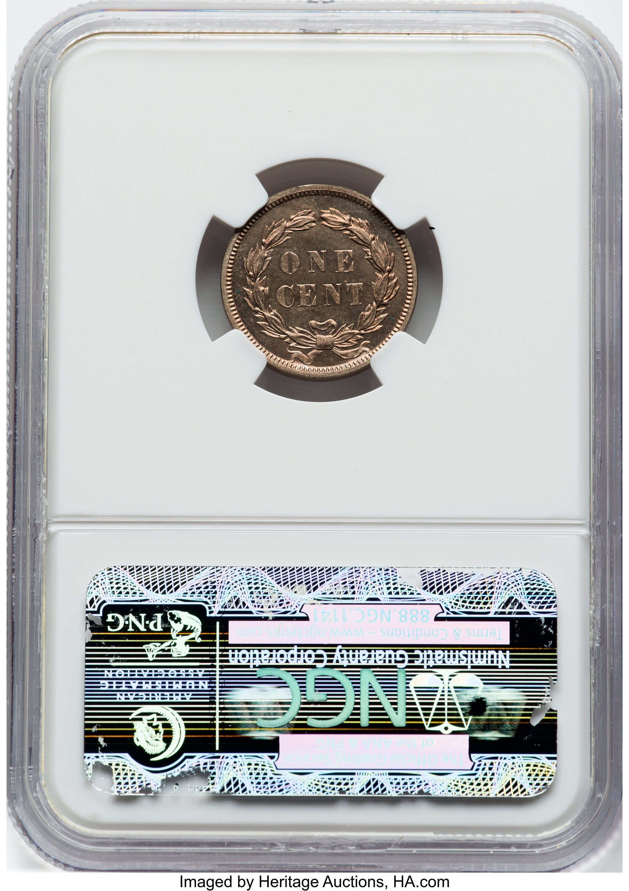 1858 P1c Copper-Nickel, 5 Leaves, J-202 PR64 thumbnail 7