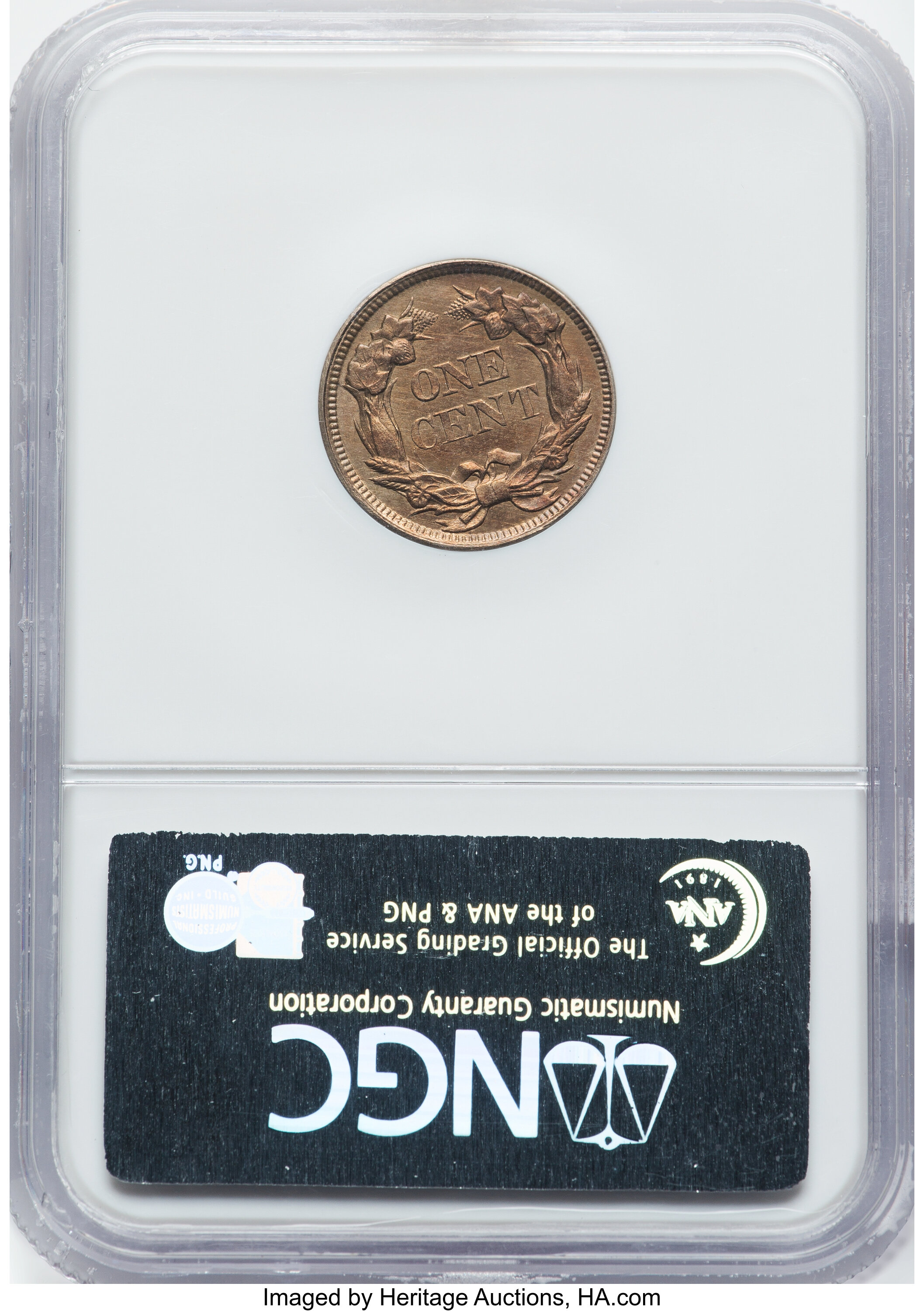 1858 P1c Copper-Nickel, Broad Bust, Low Leaves, J-213 PR65 thumbnail 3