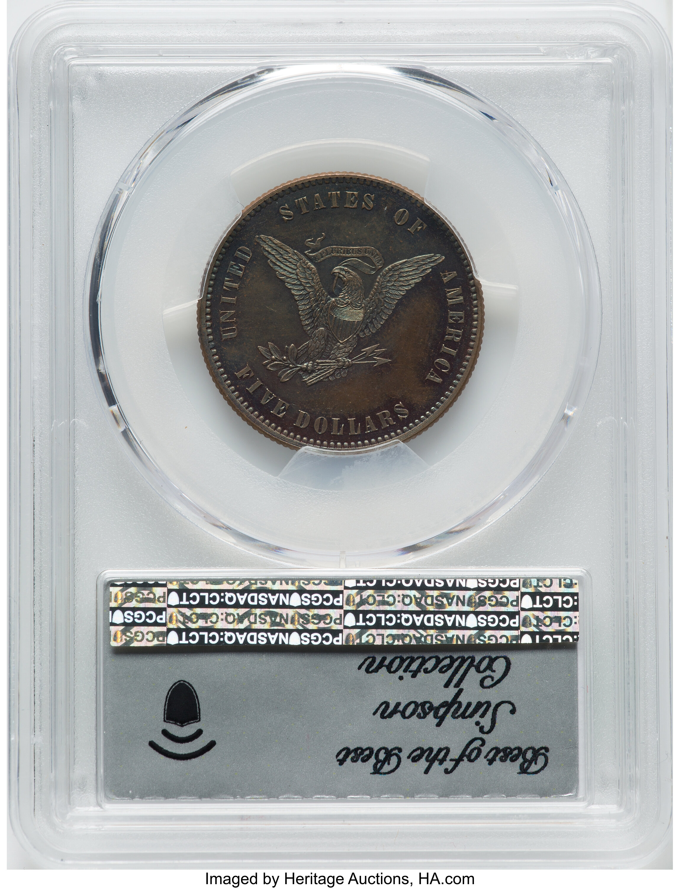 1860 P$5 Copper, J-272 PR RD thumbnail 3