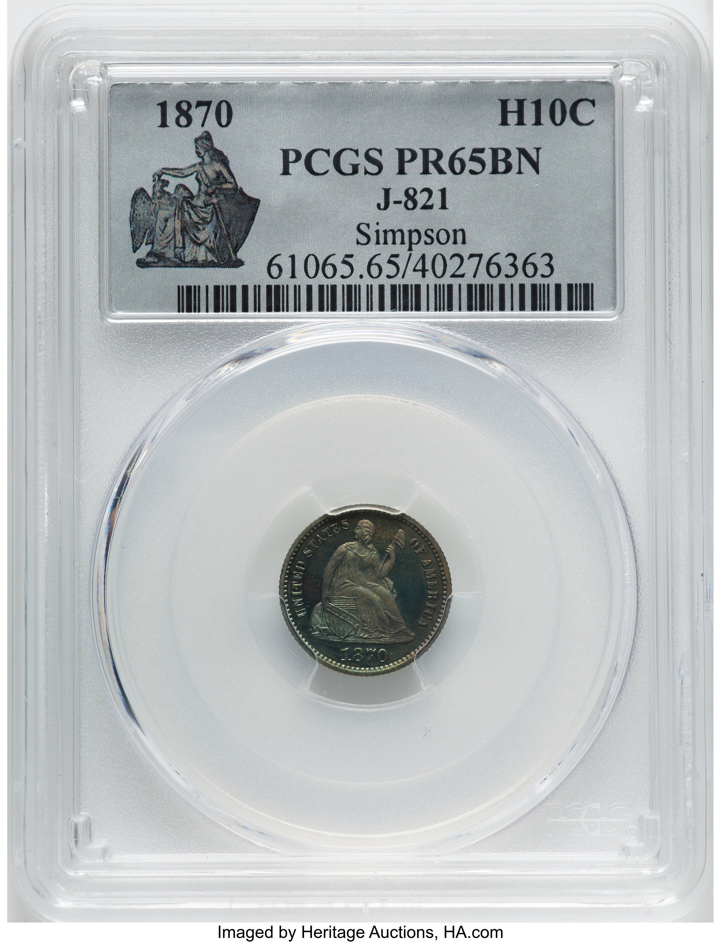 1870 PH10c Copper, J-821 PR BN thumbnail 2