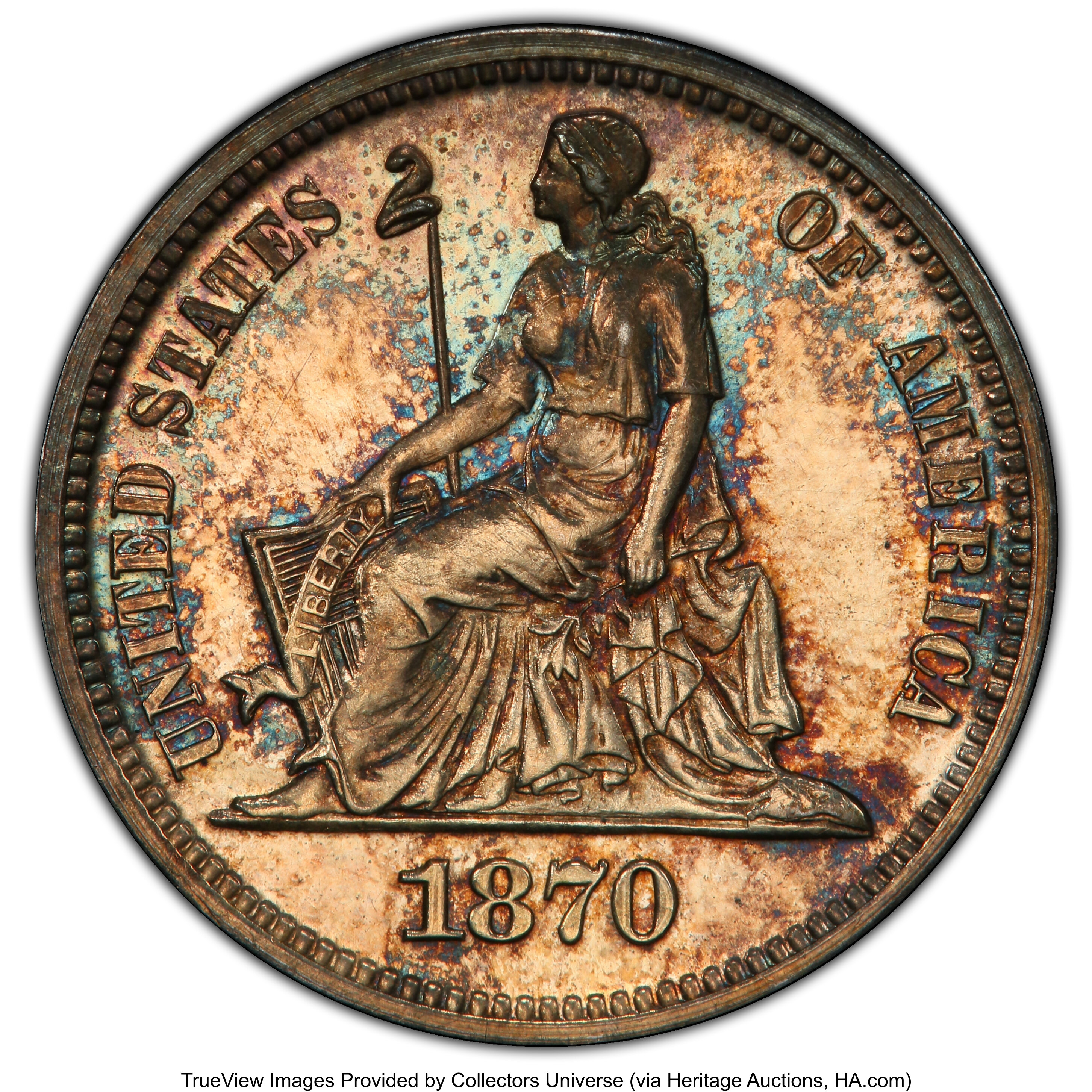 1870 P10c Silver, J-832 PR thumbnail 5