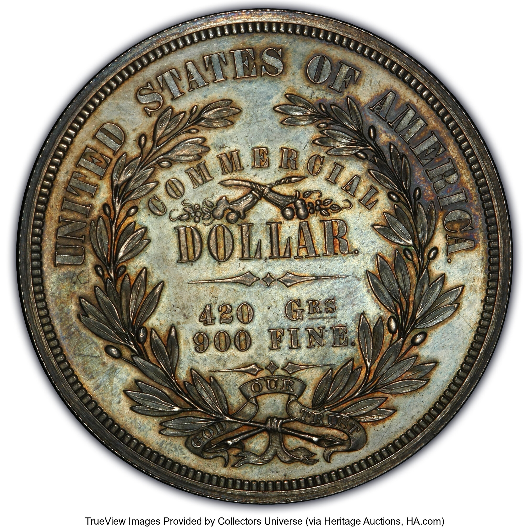 1872 PT$1 Commercial Dollar, Silver, J-1219 PR63 thumbnail 2