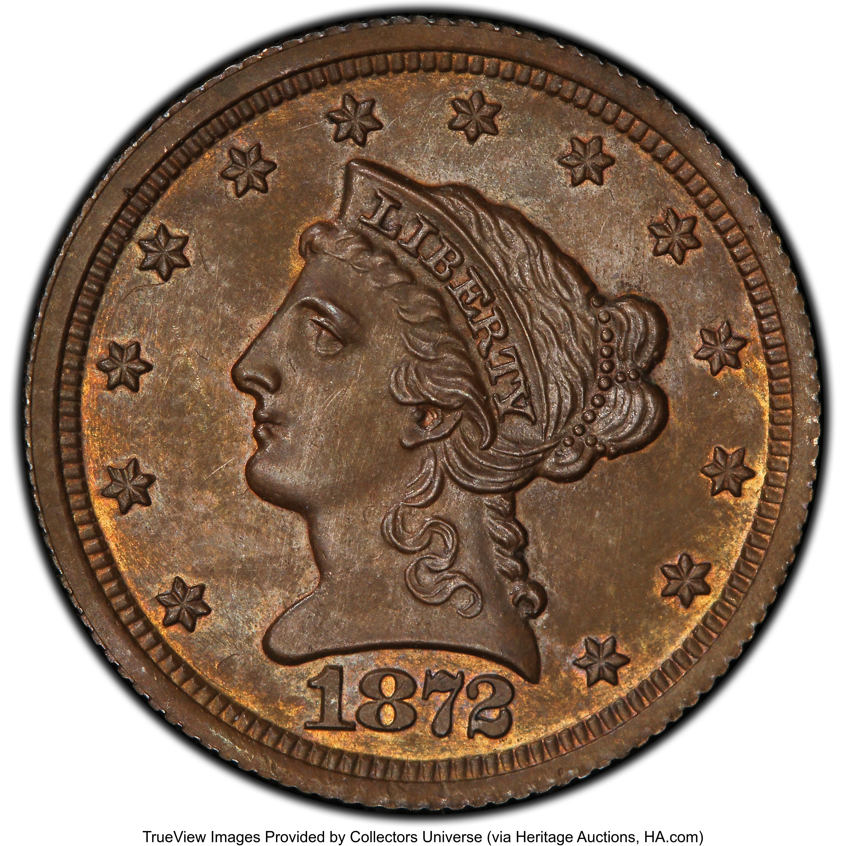1872 P$2.50 Copper, J-1233 PR BN PR64 BN thumbnail 4