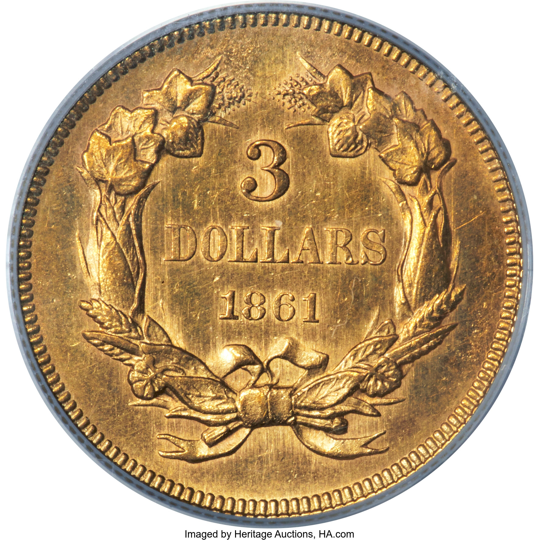 1861 $3 MS60 thumbnail 3