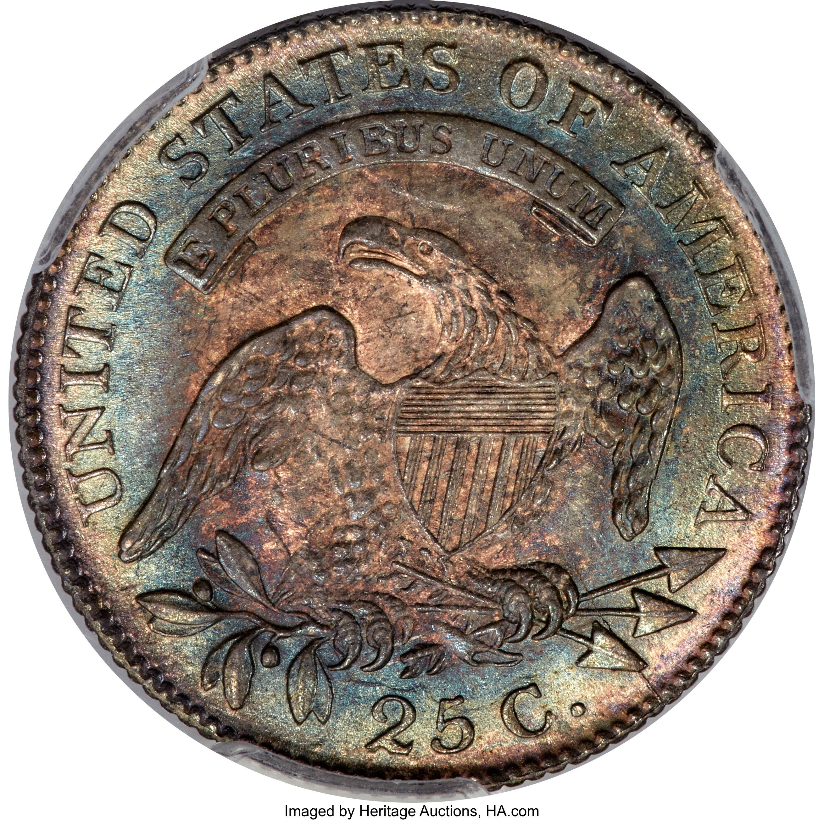 1818/5 25c Overdate, B-3 MS67 CAC thumbnail 2