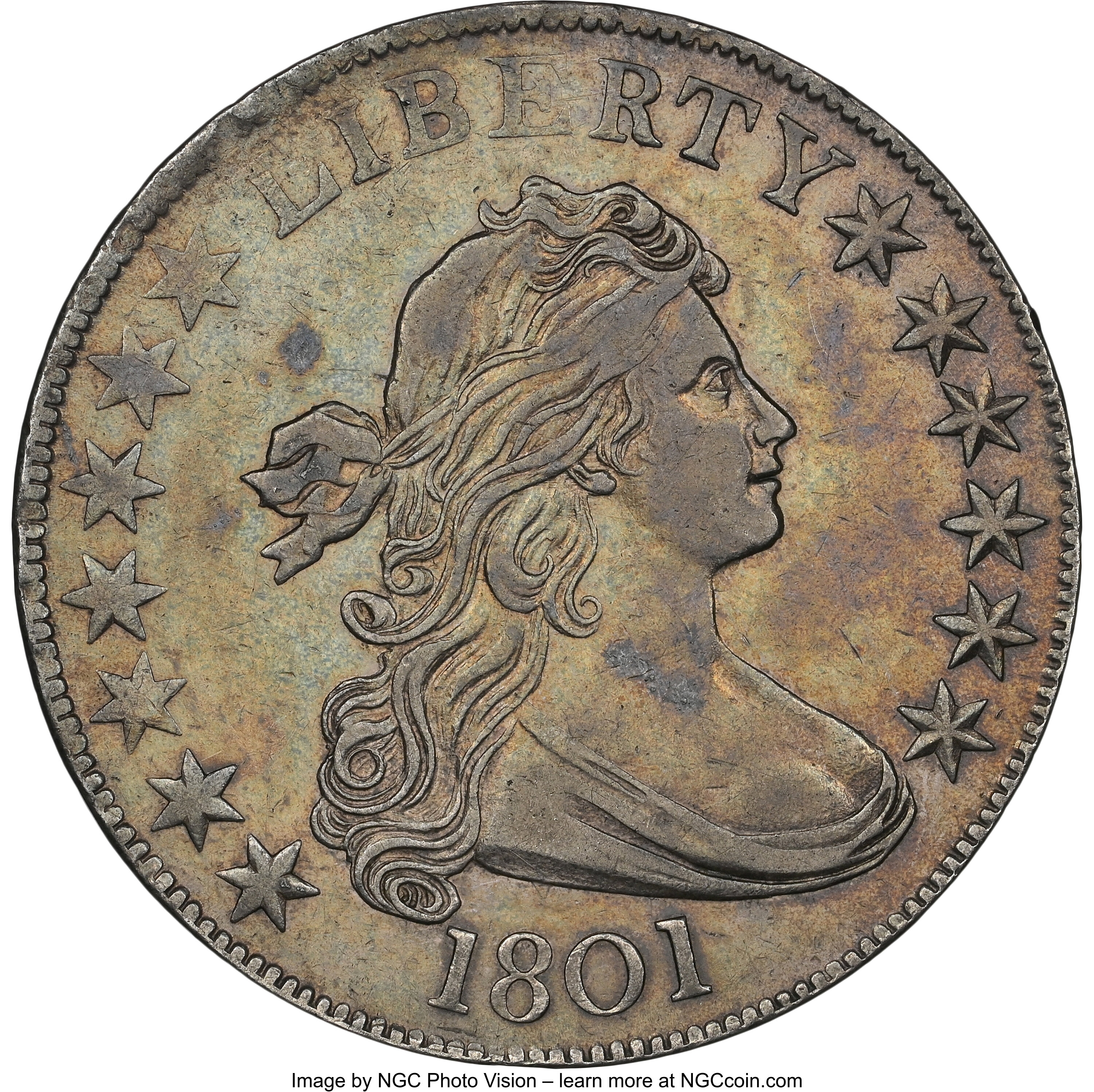 1801 50c O-101 AU53 CAC thumbnail 9
