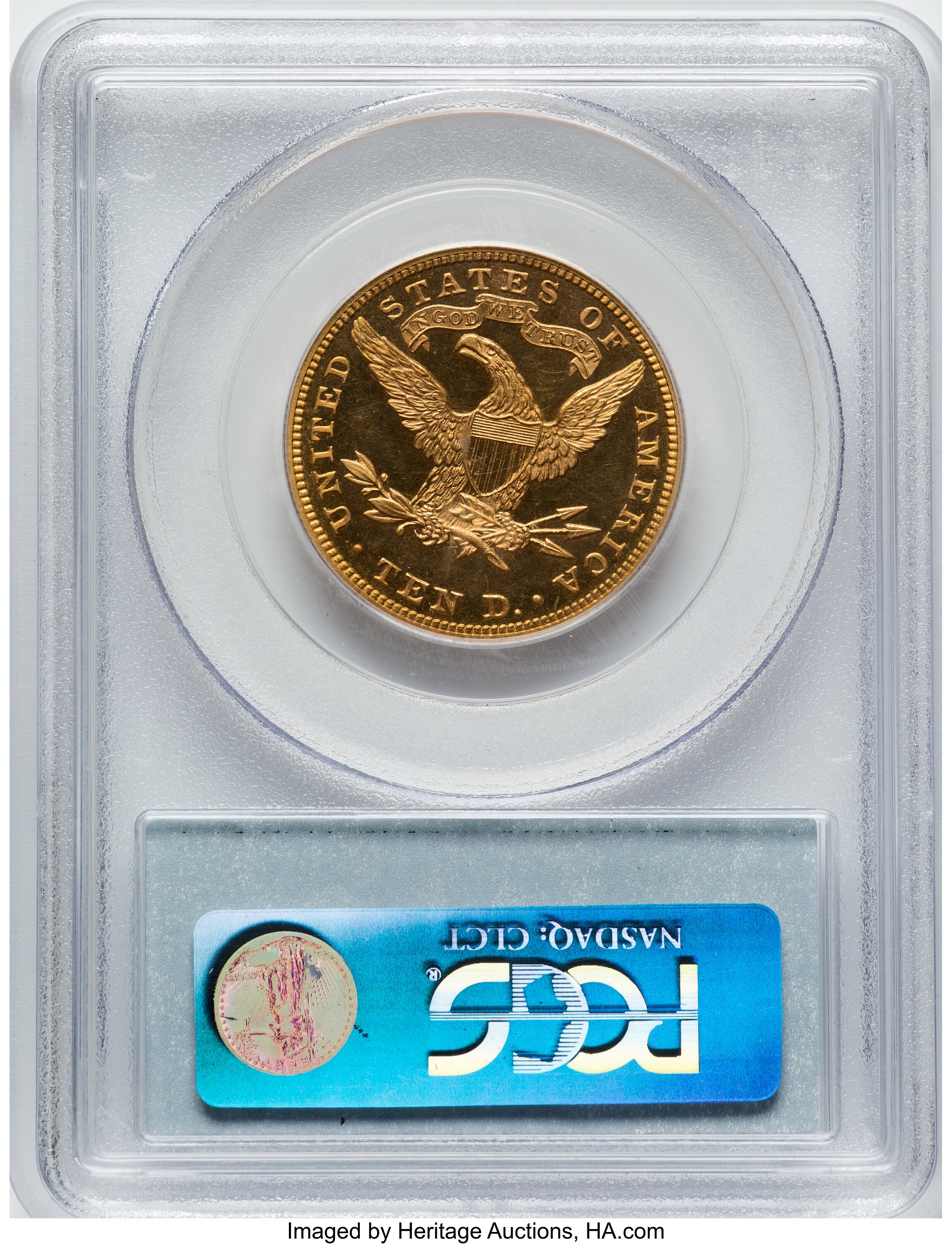 Liberty Gold Eagle $10  Motto, 1866-1907 PR DCAM [Type] PR63 DCAM thumbnail 4