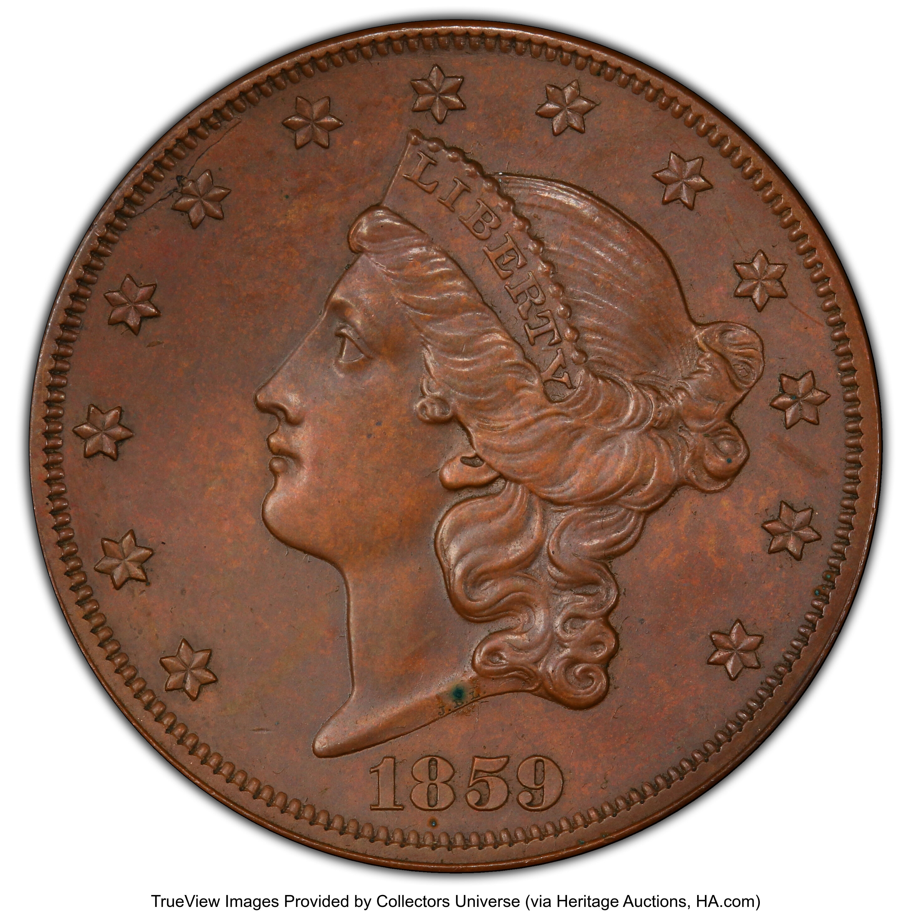 Image for 1859 P$20 Copper, J-261 PR RB