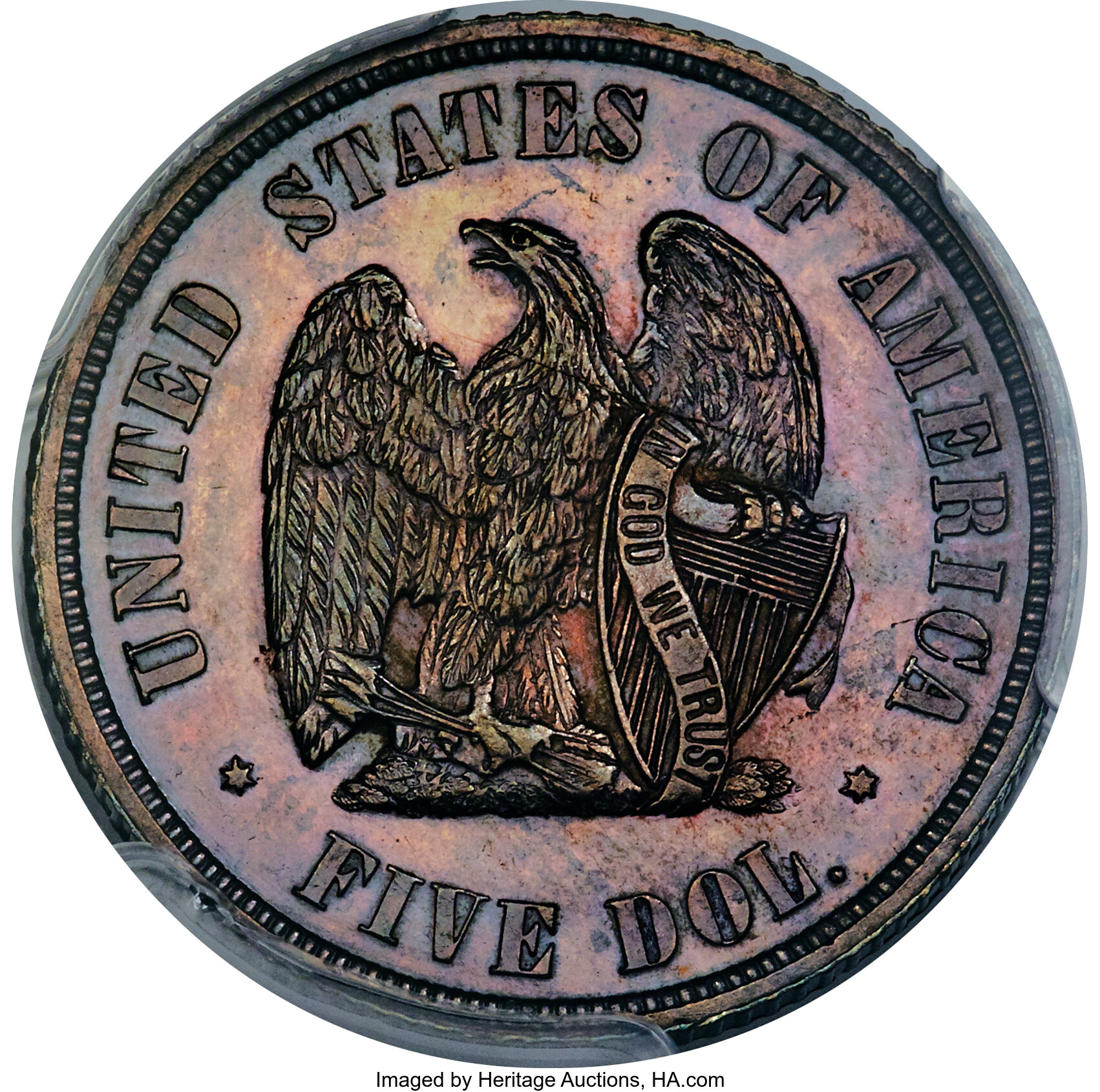 1873 P$5 Barber Half Eagle, Copper, J-1338 PR BN thumbnail 4