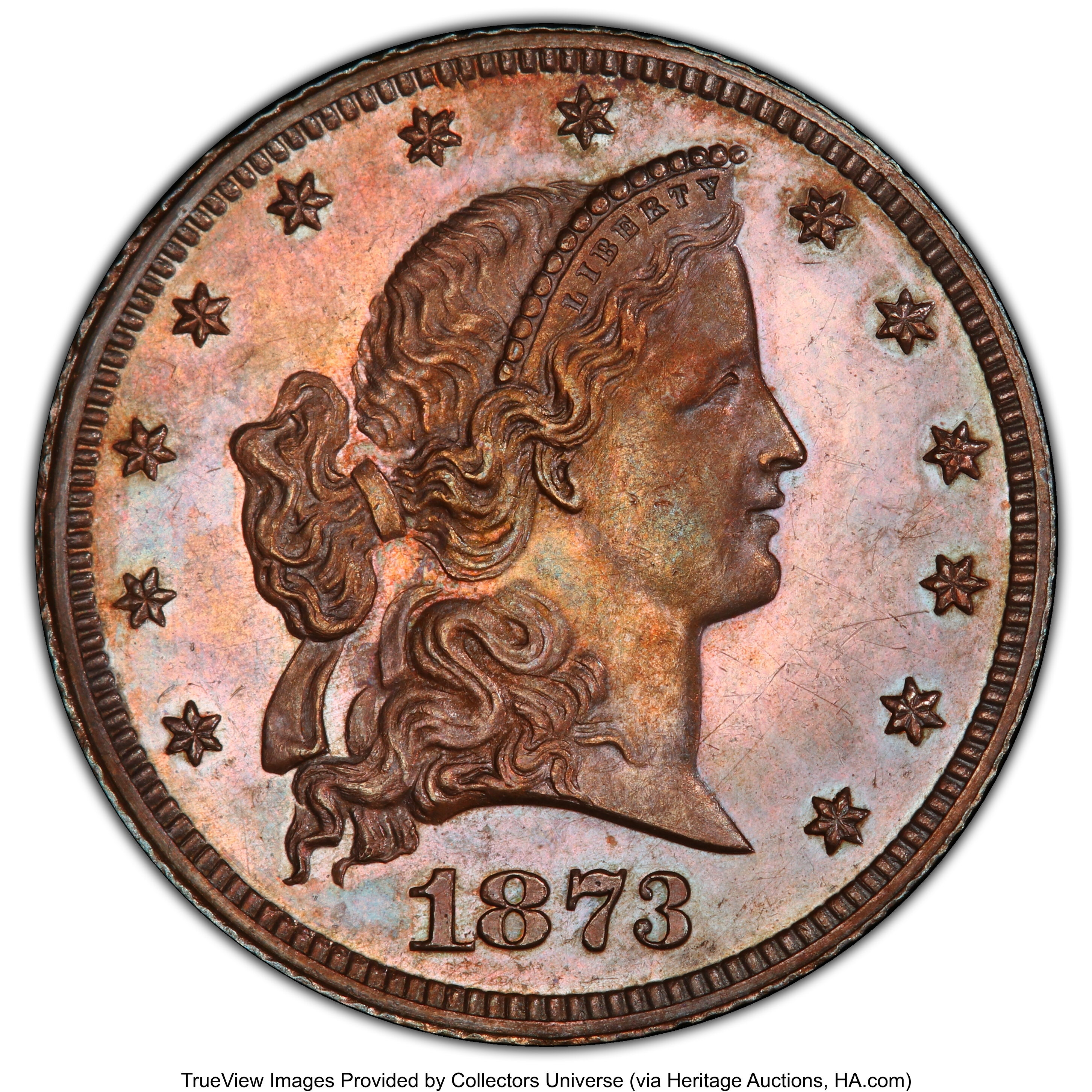 1873 P$5 Barber Half Eagle, Copper, J-1338 PR BN thumbnail 2