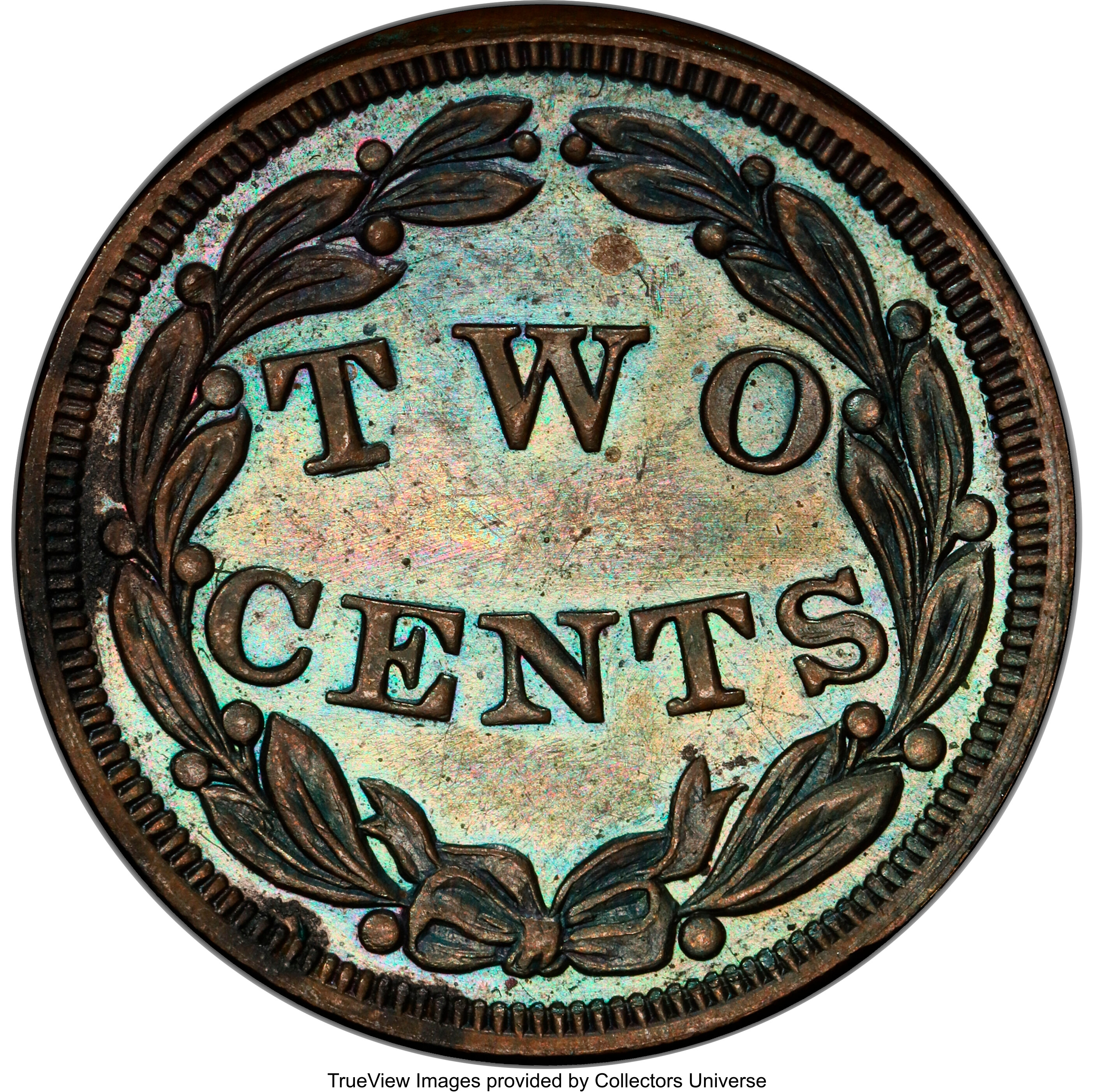 1836 P2c Copper, J-54 PR BN PR64 BN CAC thumbnail 2