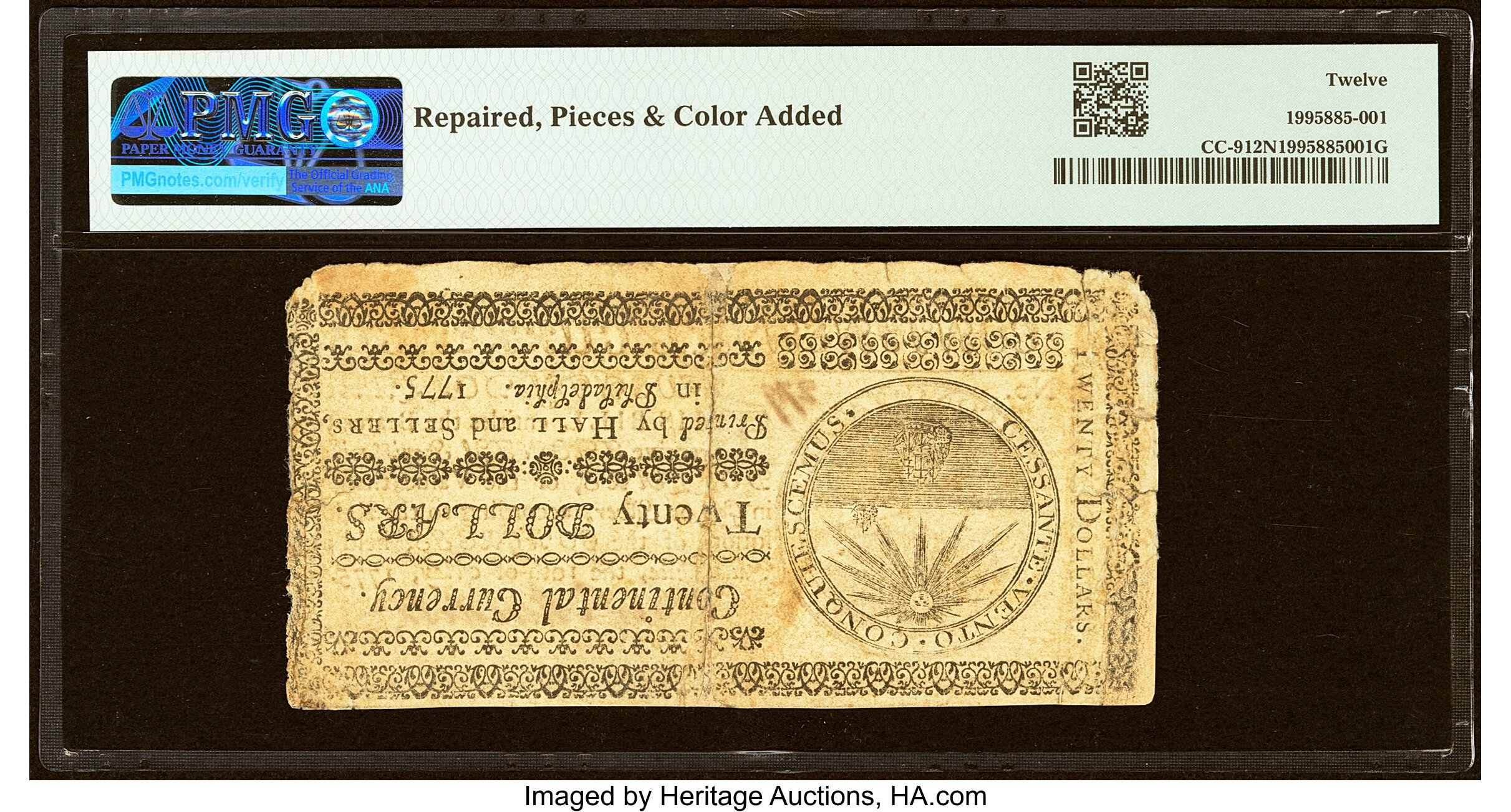 May 10, 1775 $20  Continental Currency, Marbled Edge (Fr. CC9) G4 thumbnail 12