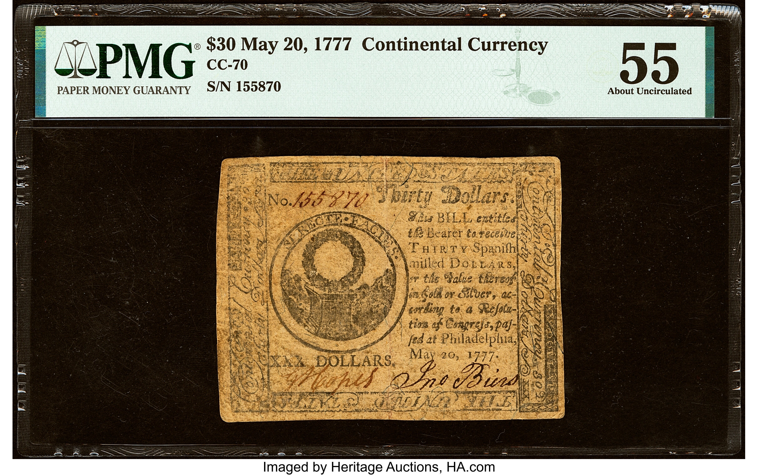 May 20, 1777 $30  Continental Congress (Fr. CC70) thumbnail 13