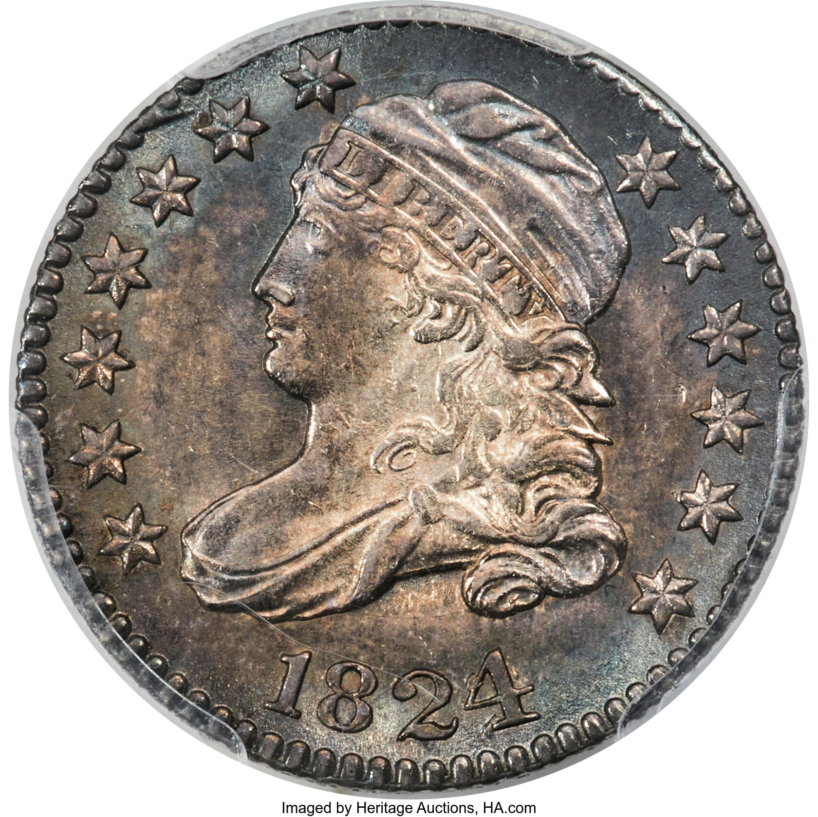 1824/2 10C Flat Top 1, JR-1, R.1, MS64 PCGS....