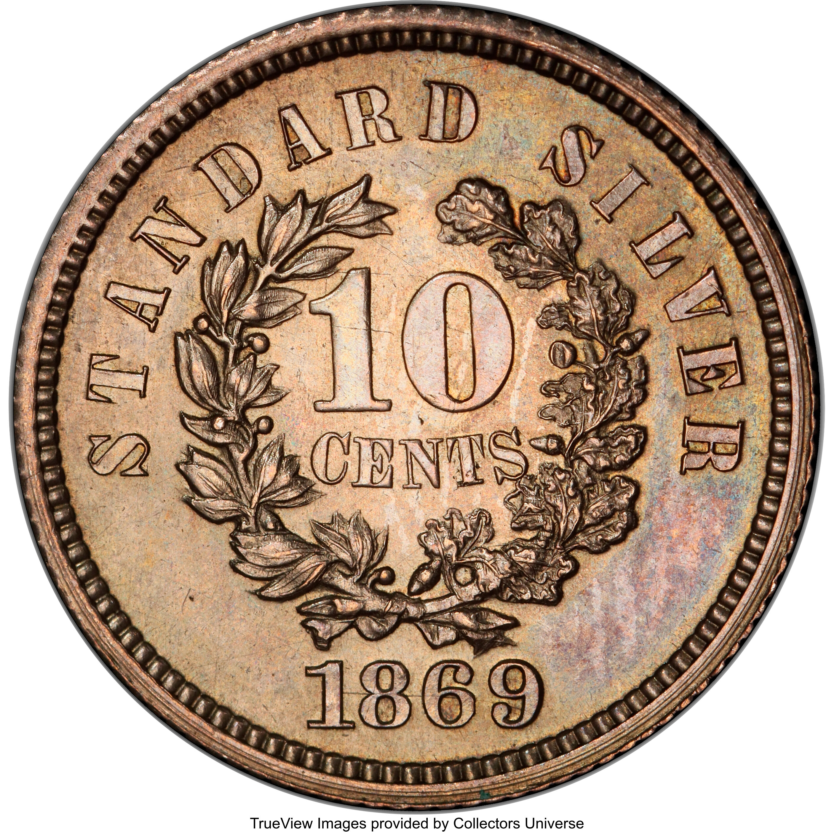 1869 P10c Silver, J-696 PR62 thumbnail 6