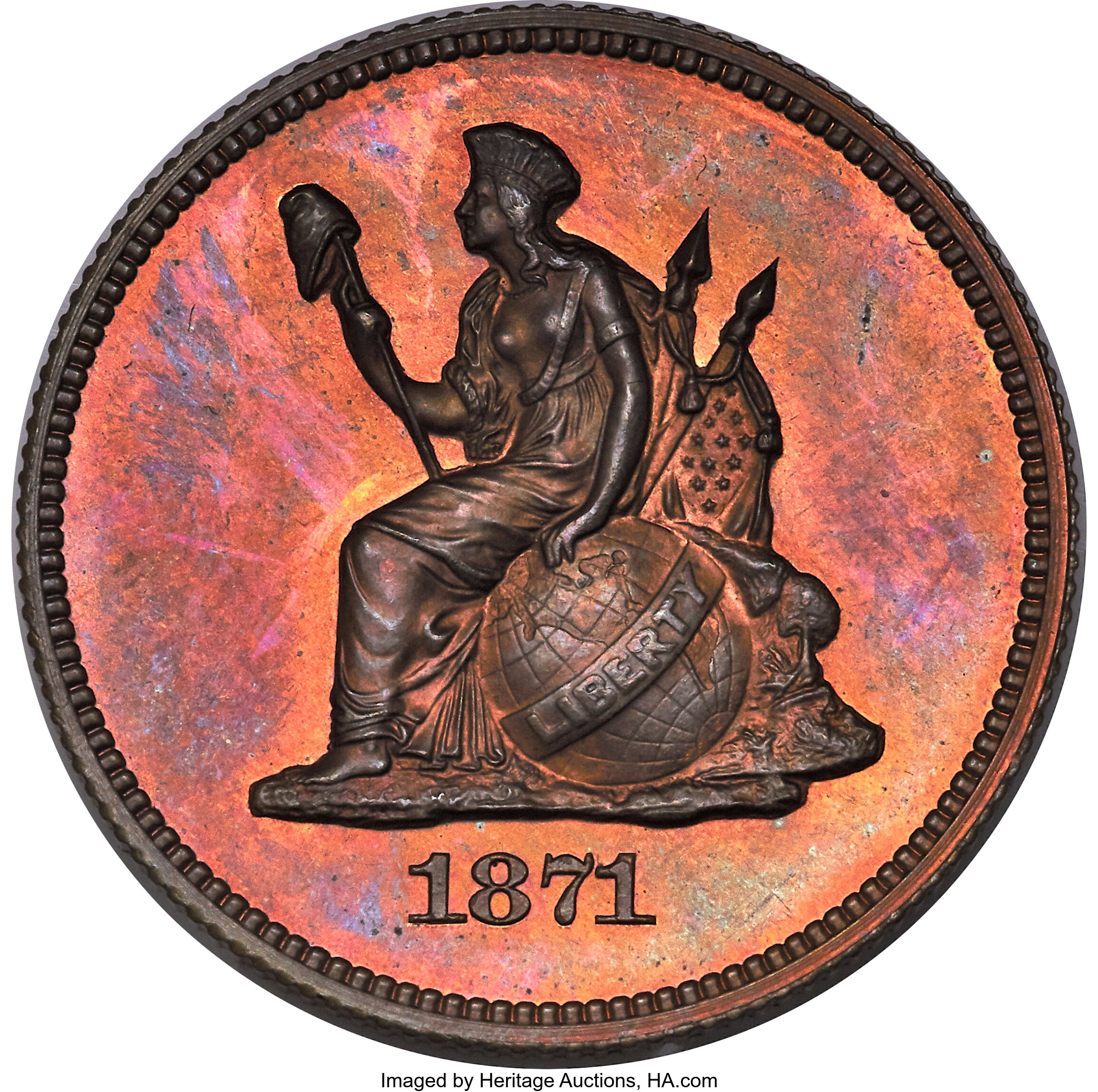 1871 P25c Copper, J-1091 PR RB PR66 RB thumbnail 3